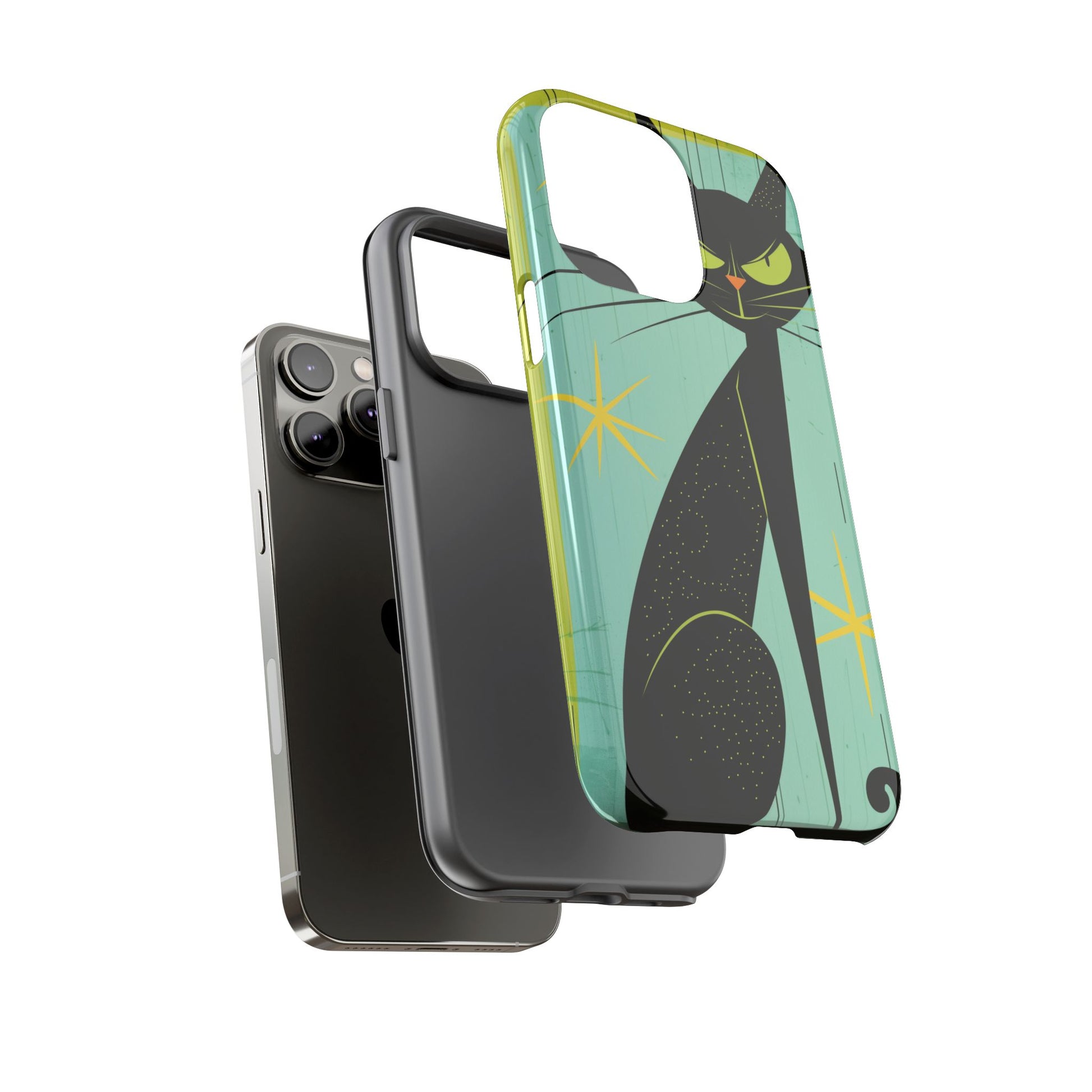 Mid-Century Modern Phone Case, Mid Mod Android Case, Atomic Cats Android Case, Retro Chic Smartphone Cover, Unique Artistic Phone Accessory