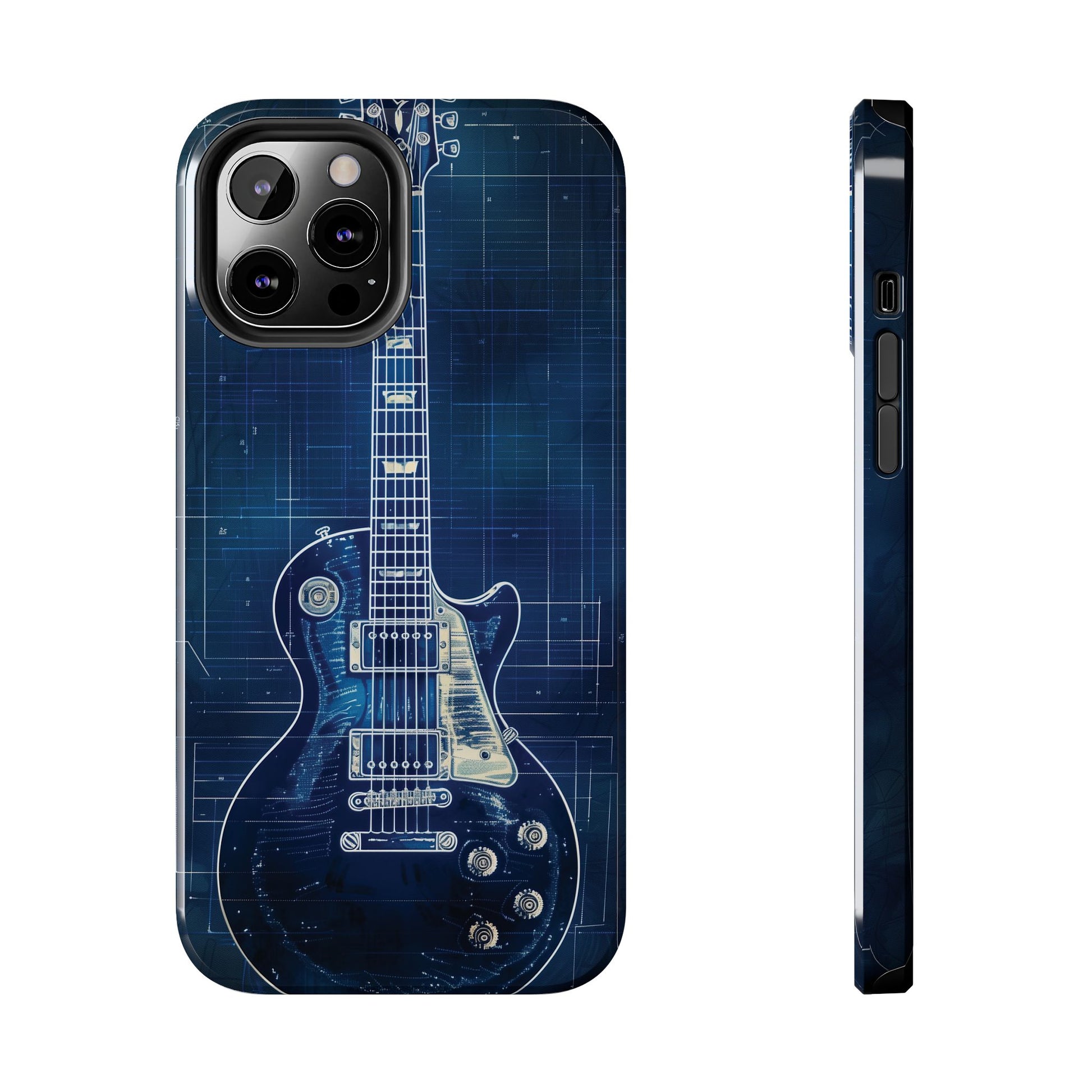 Guitar Phone Case, Guitar Blueprint iPhone Cover, Vintage Guitar Design, Custom iPhone Covers, Rock Music Phone Accessories, Musician Gift