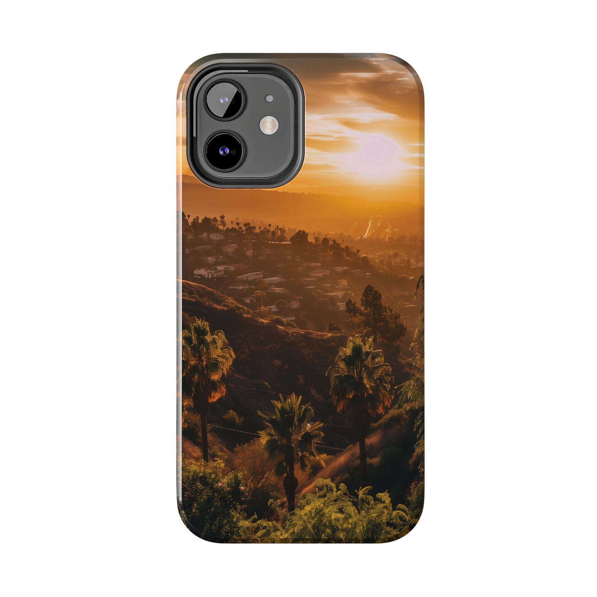 Los Angeles Sunset iPhone Case, Golden Hour Scenic View, Hollywood Hills Sunset Phone Case, Palm Trees Phone Case, iphone 15 pro max case