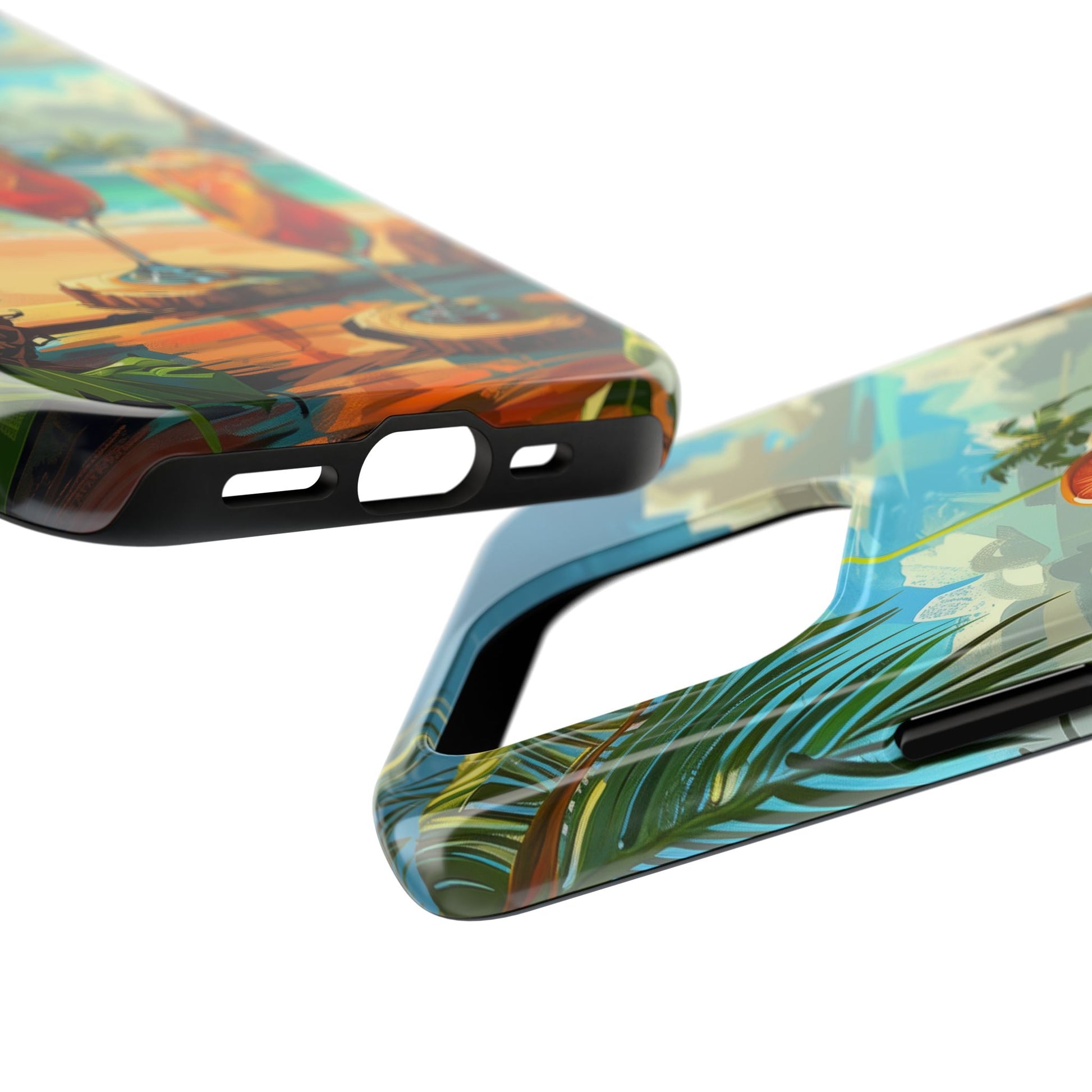 Retro Beach Scene Phone Case, Vintage Tropical Ocean iPhone Case, Summer Beach Phone Cover for iPhone, iphone 15 pro max