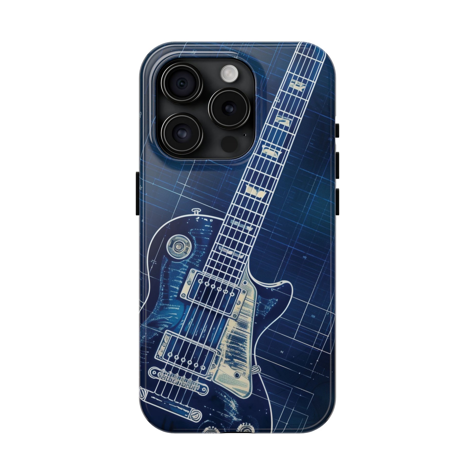 Guitar Phone Case, Guitar Blueprint iPhone Cover, Vintage Guitar Design, Custom iPhone Covers, Rock Music Phone Accessories, Musician Gift