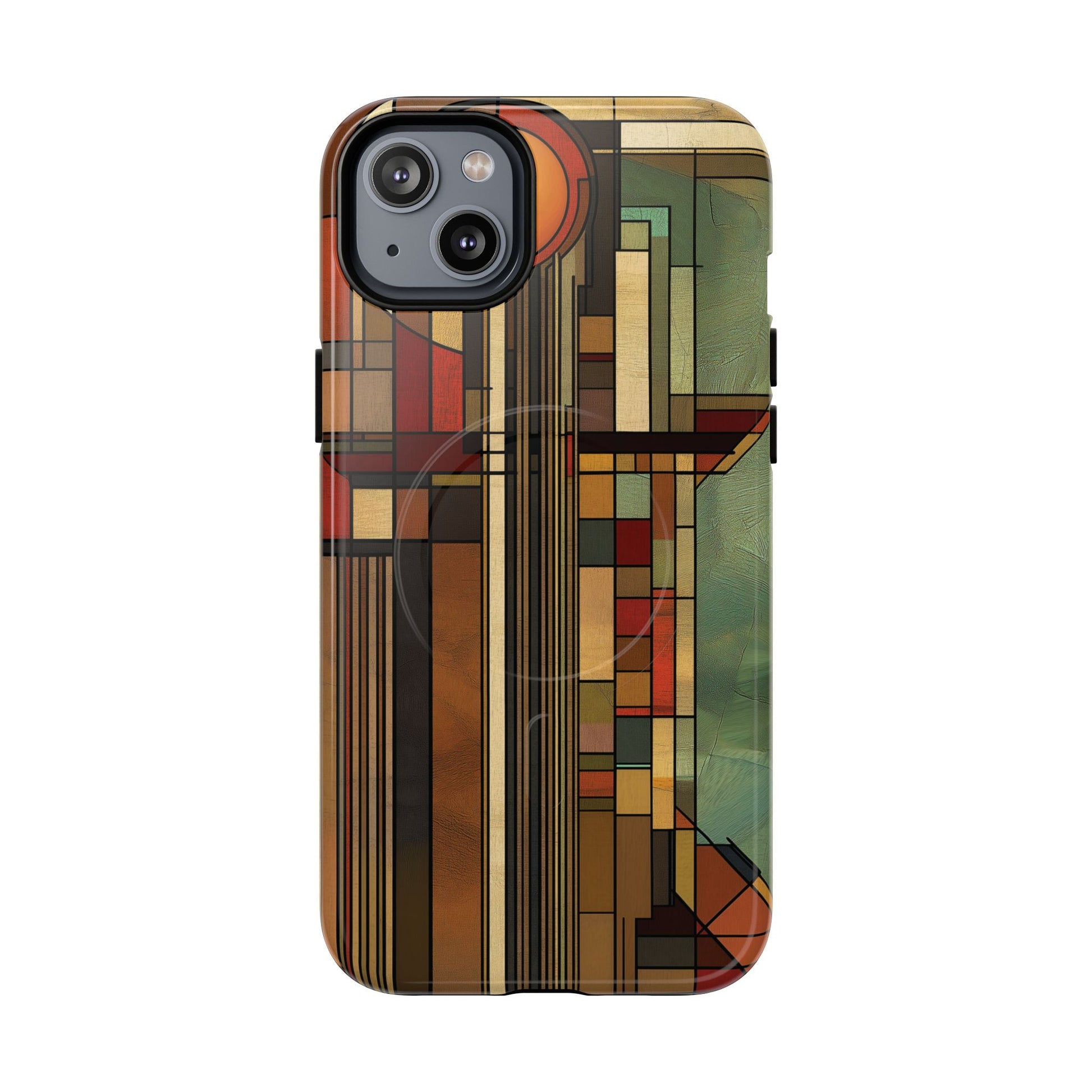 Magsafe Prairie Style Frank Lloyd Wright Usonian Phone Case Geometric Stained Glass Art Deco Marble 14 15 16 iPhone Pro Max