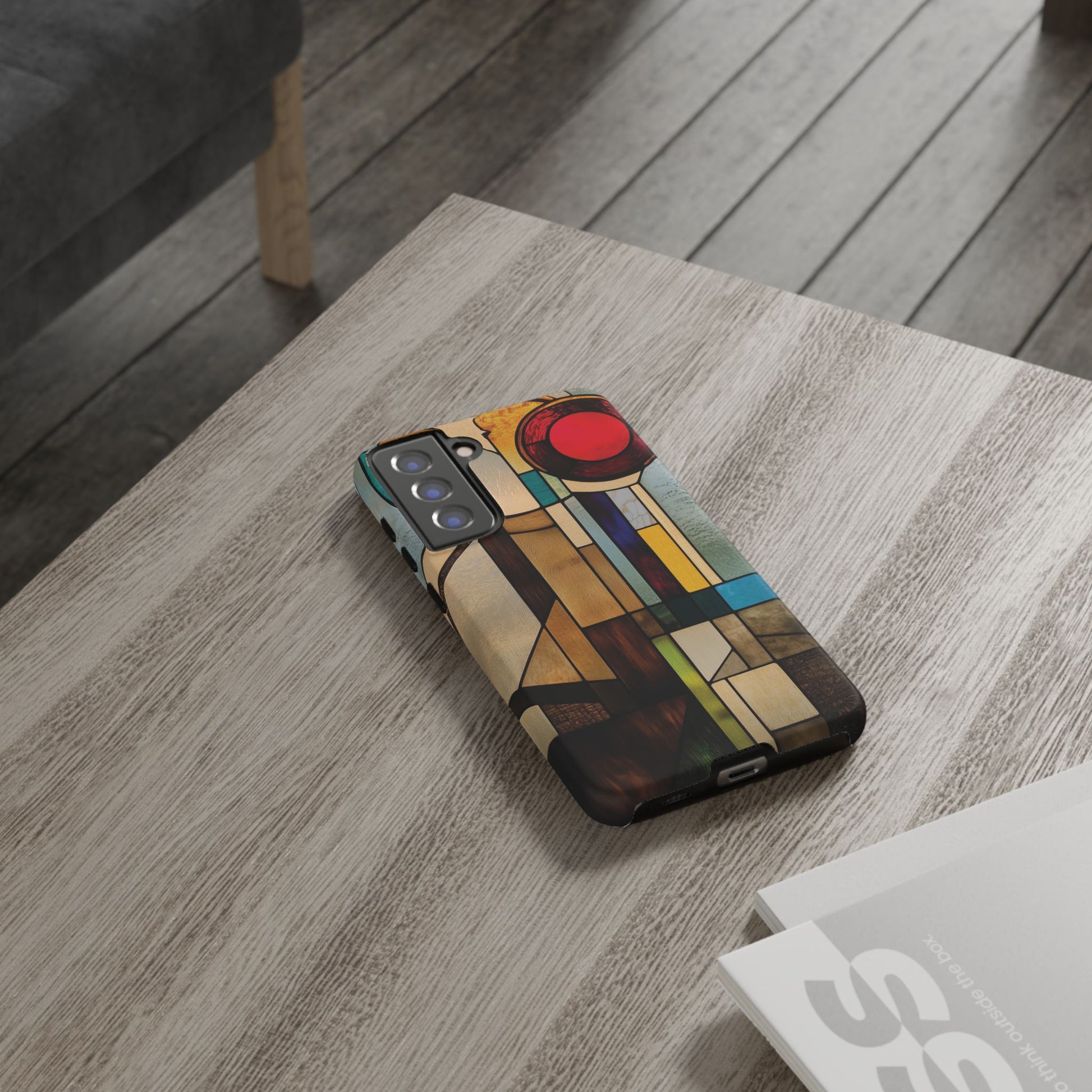 Stained Art Deco Glass Phone Case Frank Lloyd Wright Cottage Core Usonian Prairie Style Geometric Stylish  iPhone 14 15 16 Pro