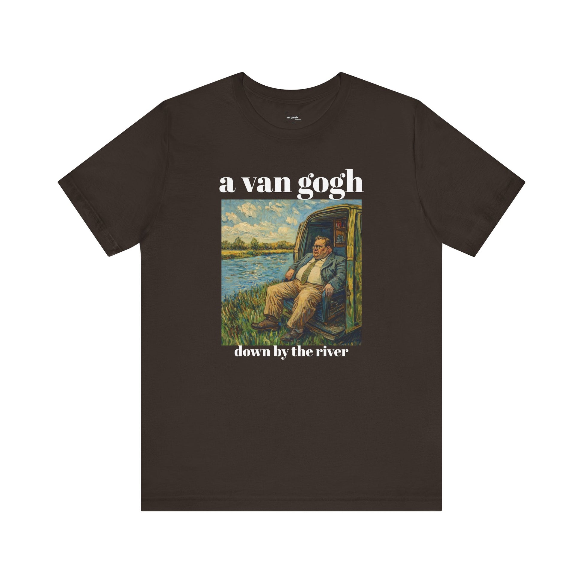 Tshirt Van Gogh Down by the River Van Gogh Style Print Sitting by a River Graphic Tee Tshirt Matte Foley Wall Decor ShirtFine Wall Art