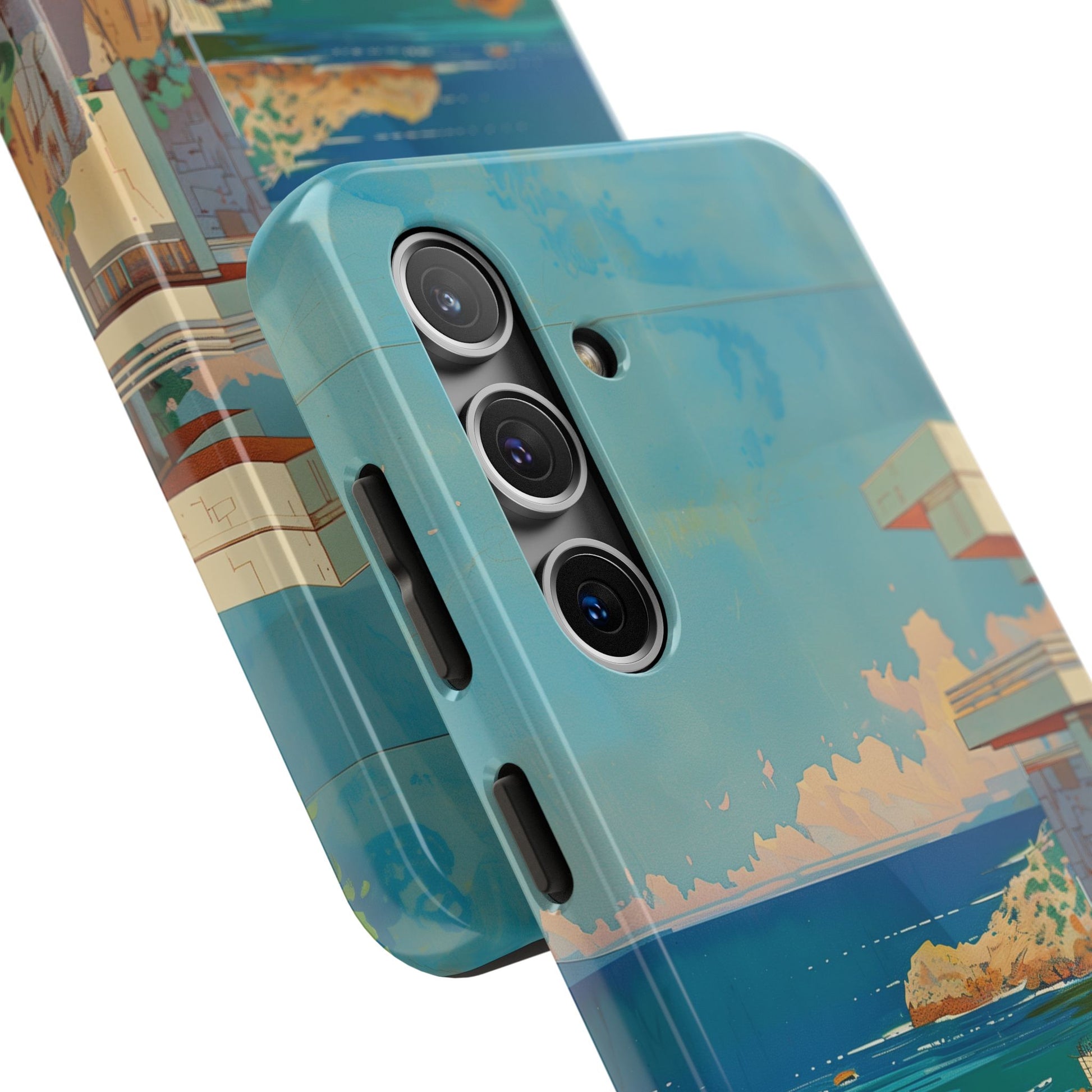 Retro Beach Scene Phone Case, Vintage Tropical Ocean iPhone Case, Summer Beach Phone Cover for iPhone, iphone 15 pro max