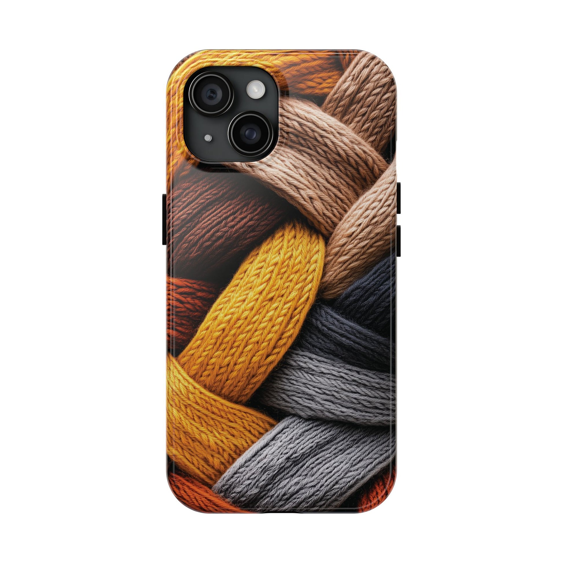 Cozy Boho Fall Knit Sweater Cottagecore Phone Case Boho Embroidered Fall Colors Phone Cover for iPhone 13 14 15 Pro, Samsung Galaxy S22 S23