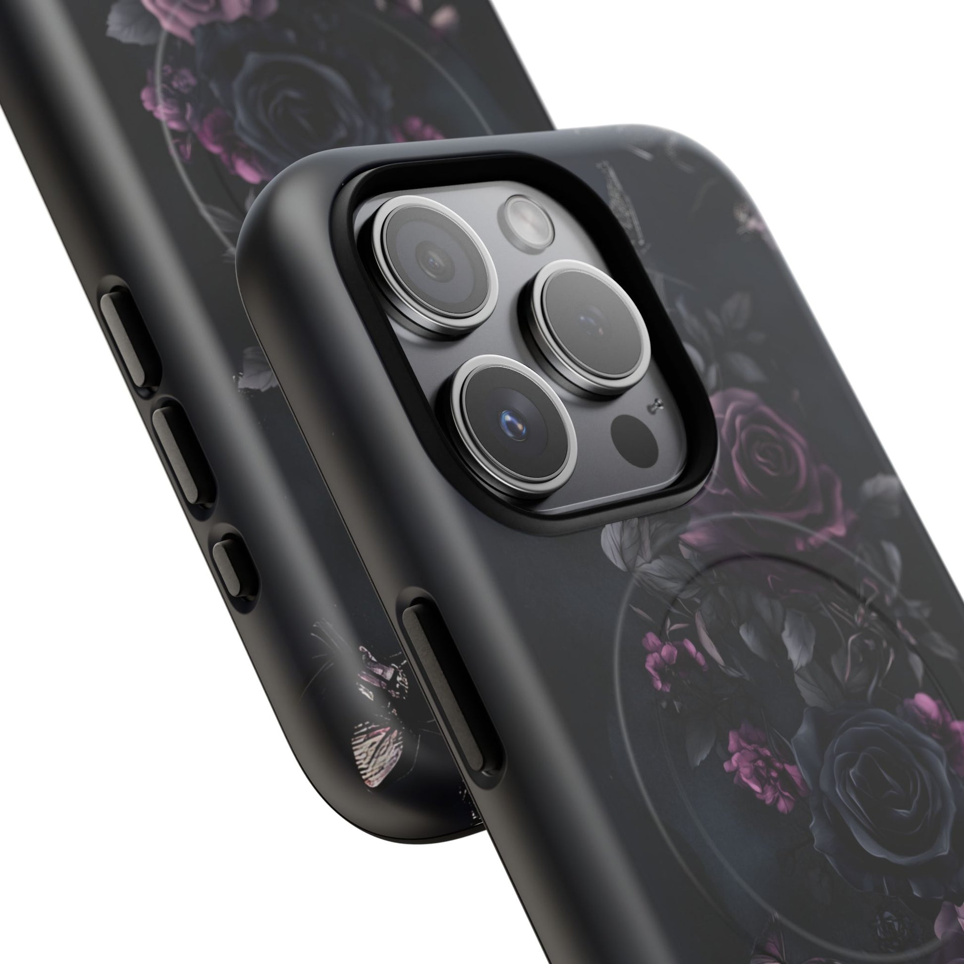 Magsafe Gothic Floral Phone Case Dark Academia Black Roses Spider Webs Butterflies Witchcraft Night Sky iPhone 14 15 Pro Max