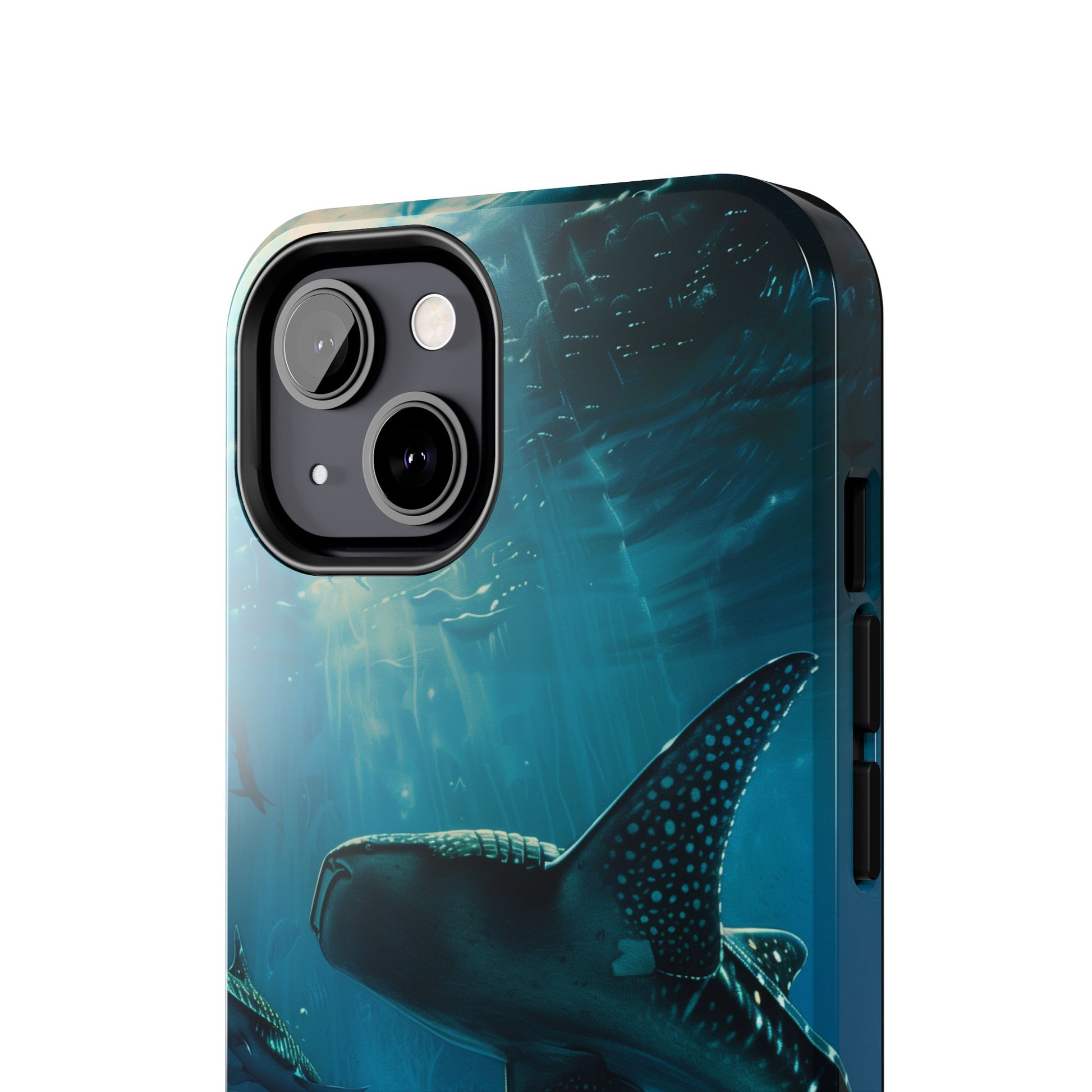 Tranquil Trio: Three Whale Sharks Tough Phone Case