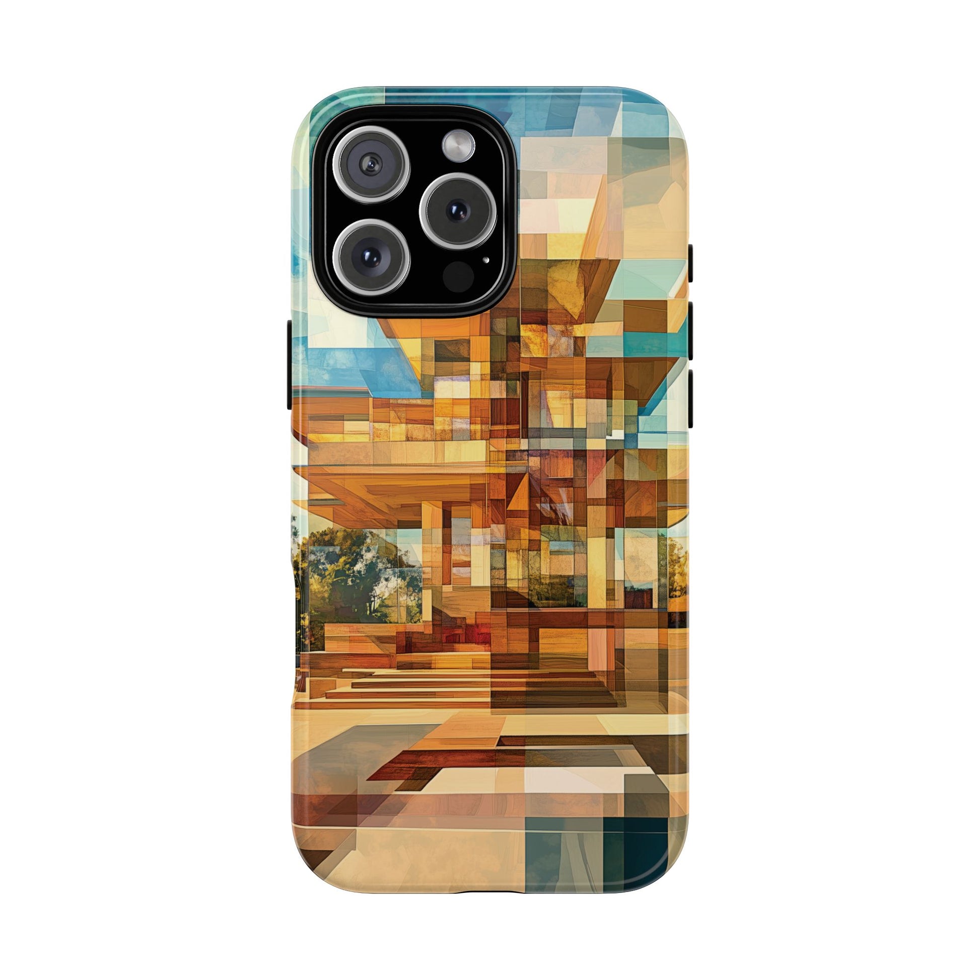 Frank Lloyd Wright Inspired Prairie Usonian Phone Case Geometric Stained Glass Art Deco Marble Gold 13 14 15 16 iPhone Pro Max Galaxy Pixel