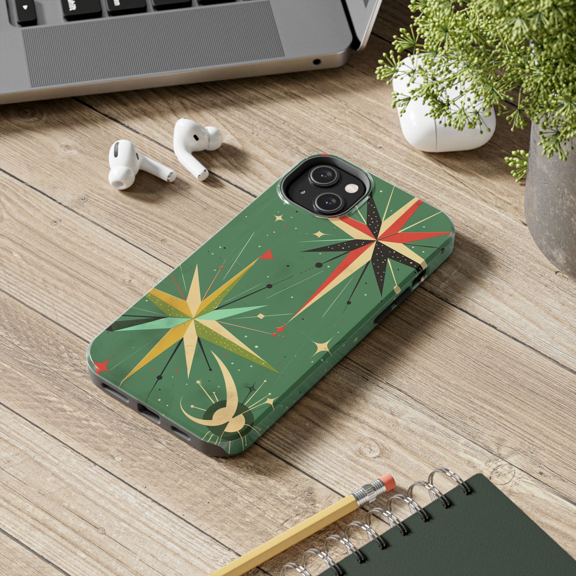 Mid Century Modern Star Design Phone Case, Earth Tone Colors, Retro Style Smartphone Cover, Vintage Phone Case, iPhone 14 Case, Apple iPhone