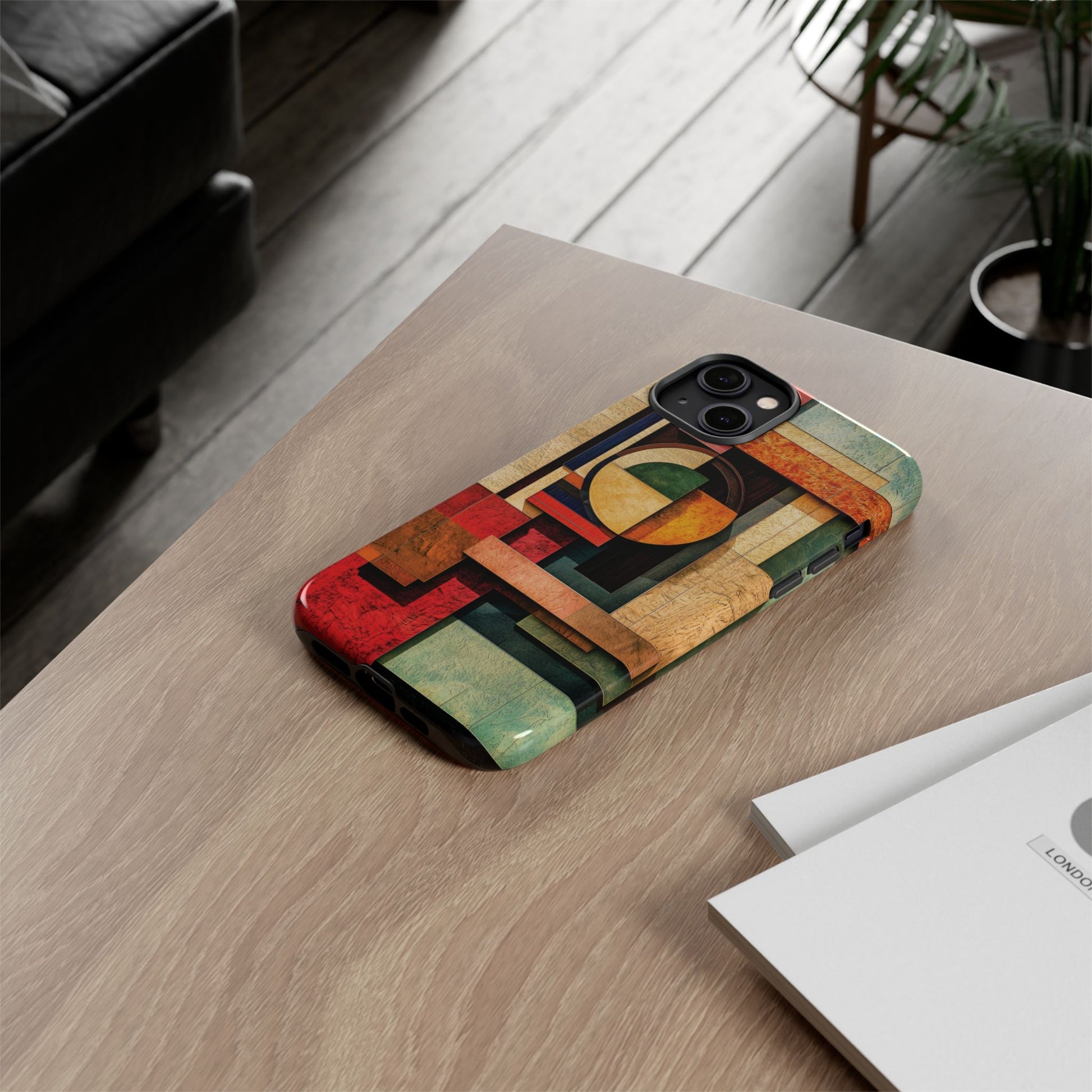 Tan Prairie Style Frank Lloyd Wright Usonian Phone Case Geometric Stained Glass Art Deco Marble Gold 13 14 15 16 iPhone Pro Max Galaxy Pixel