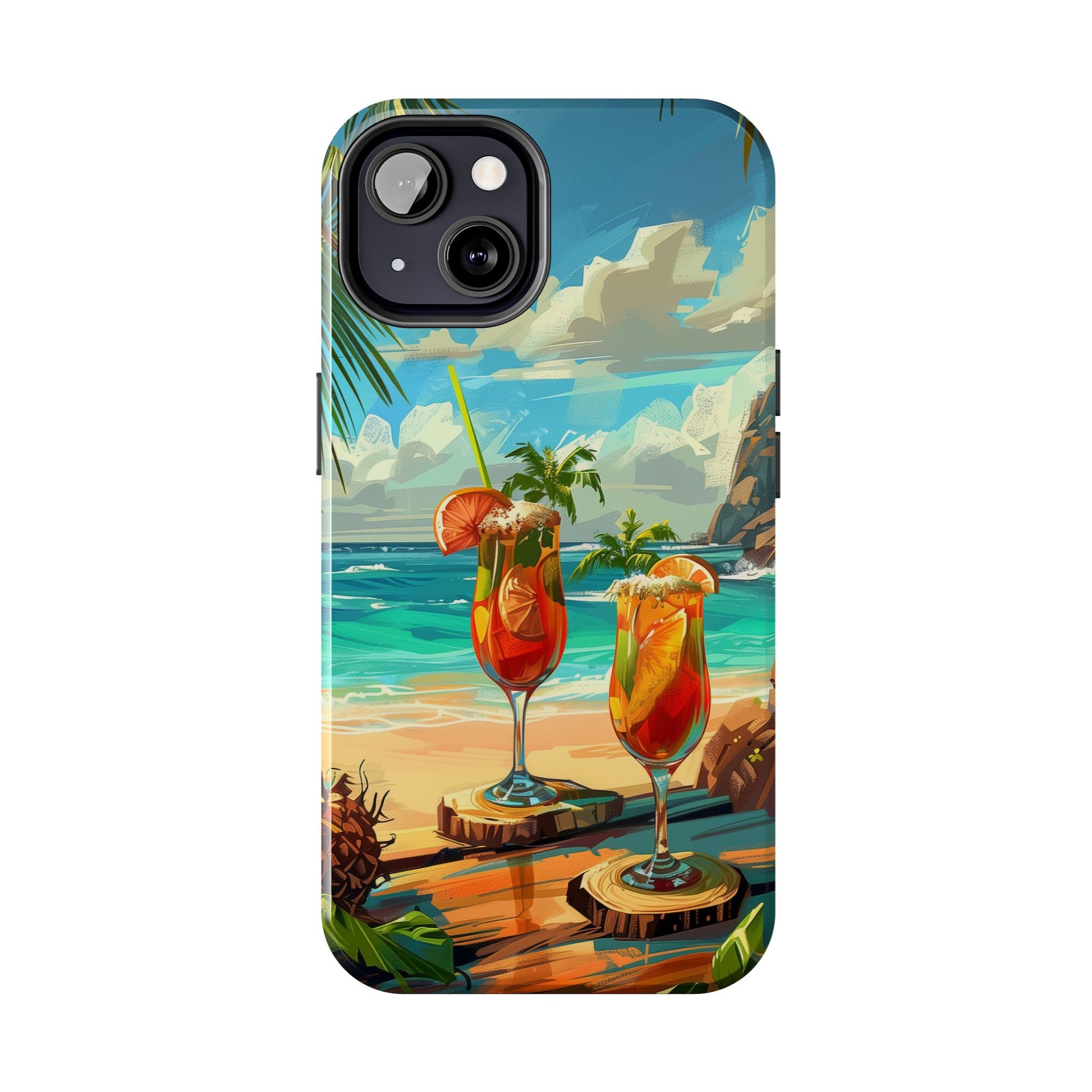 Retro Beach Scene Phone Case, Vintage Tropical Ocean iPhone Case, Summer Beach Phone Cover for iPhone, iphone 15 pro max