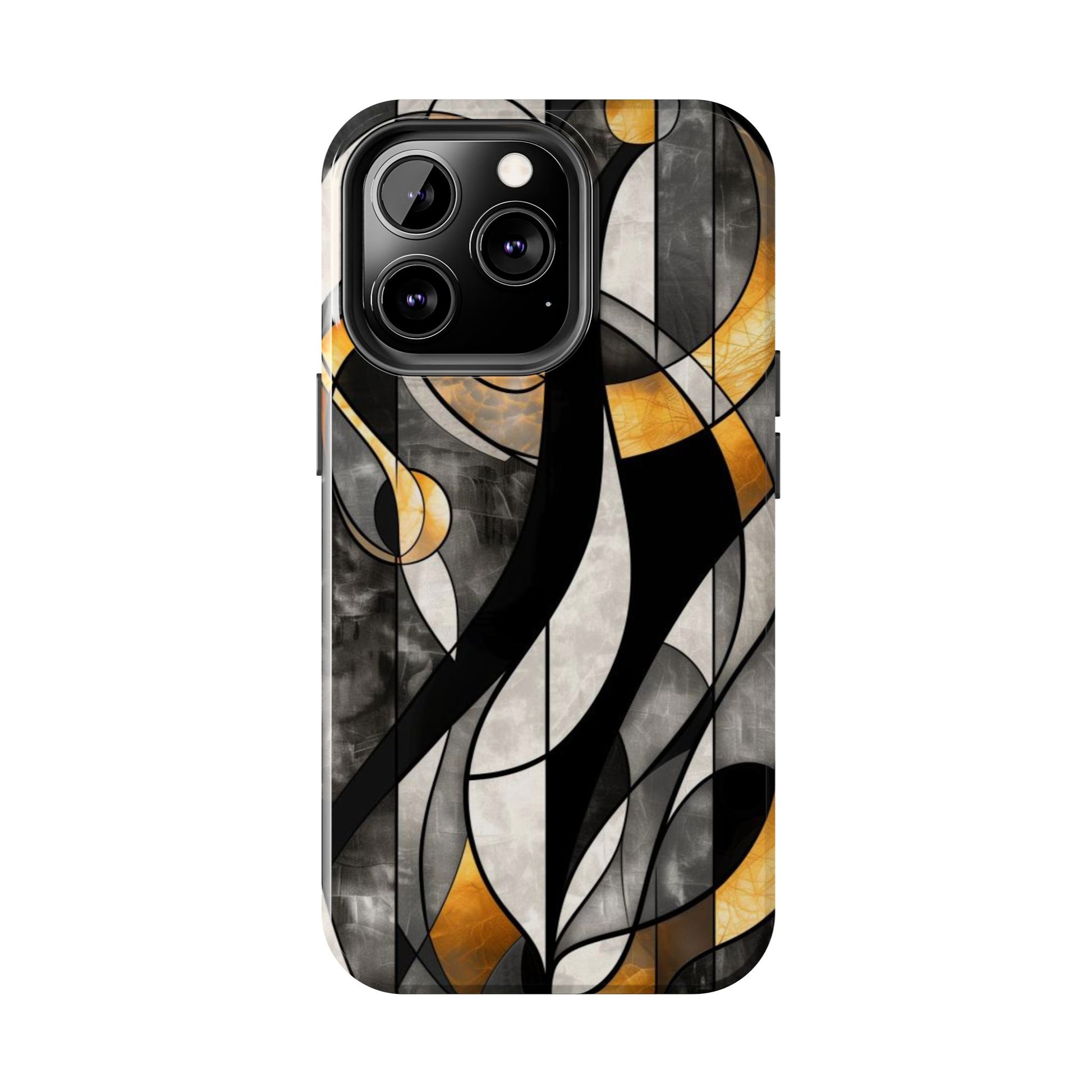 Noir Art Deco Stained Glass Style Phone Case - Unique and Stylish Design - Tough Dual Layer iPhone Case