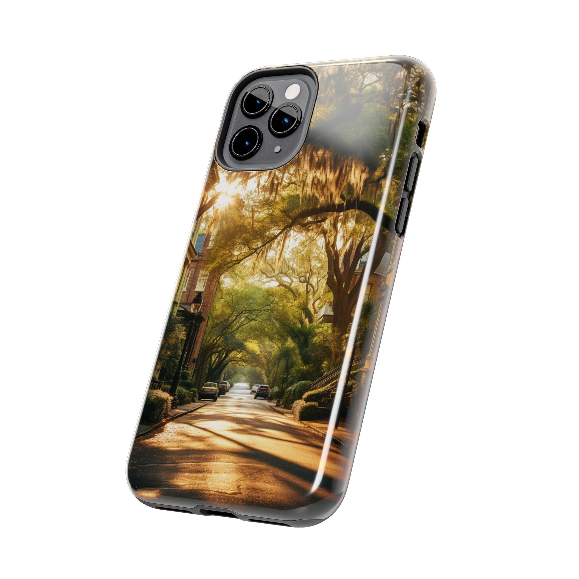 Historic Savannah Georgia Street Scene Phone Case - Unique Protective Cover for iPhone Models, Perfect Souvenir or Gift