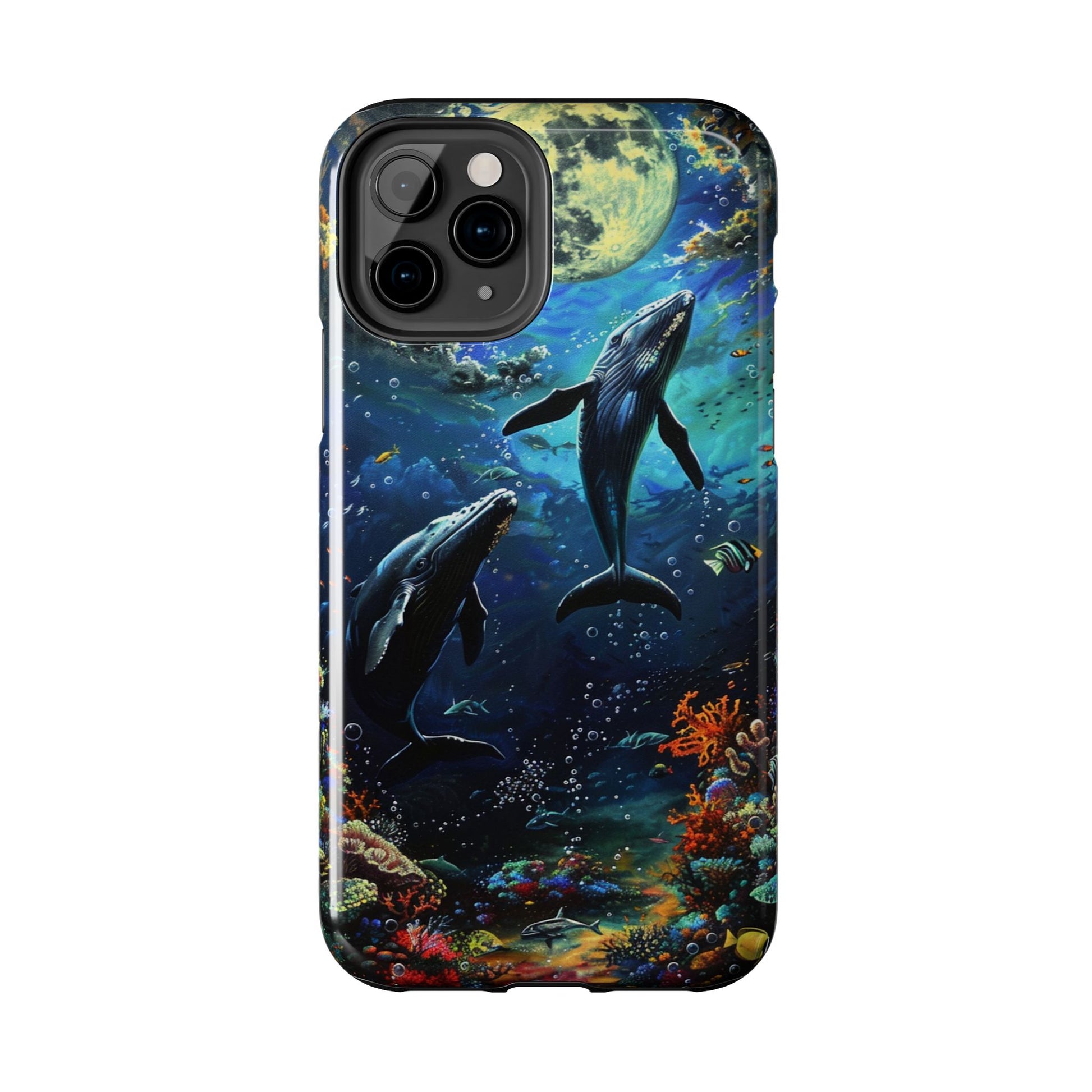 Moonlit Whales Underwater Phone Case - Durable and Stunning Protective Cover