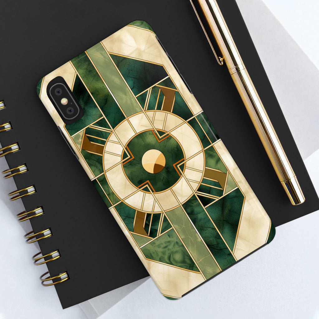 Green Frank Lloyd Wright Inspired Phone Case - Geometric Elegance for iPhone Models
