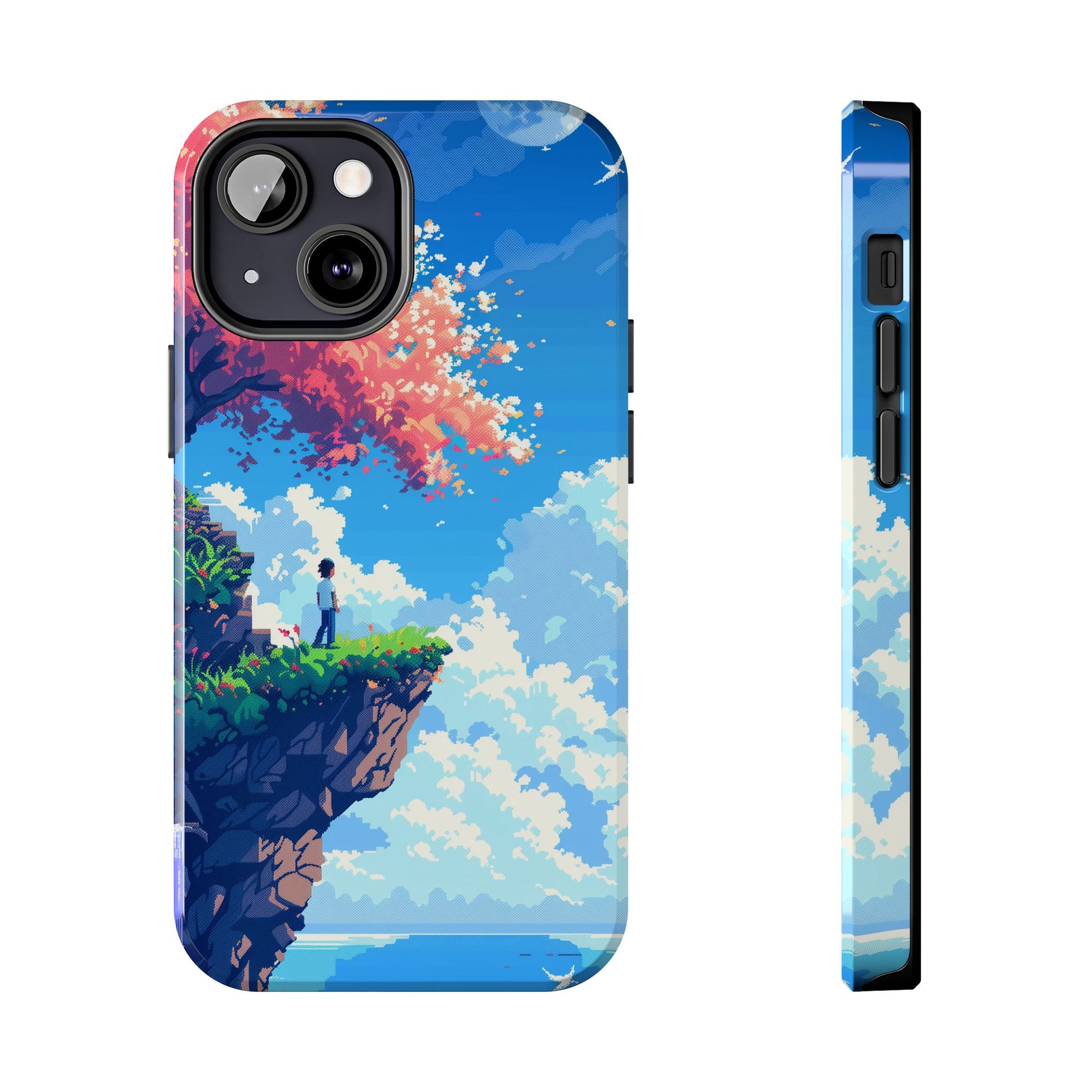 Pixel Art Video Game Landscapes Phone Case, Retro Gaming Pixelated Design, Geeky Gamer Phone Cover, Unique Video Game Art Accessories