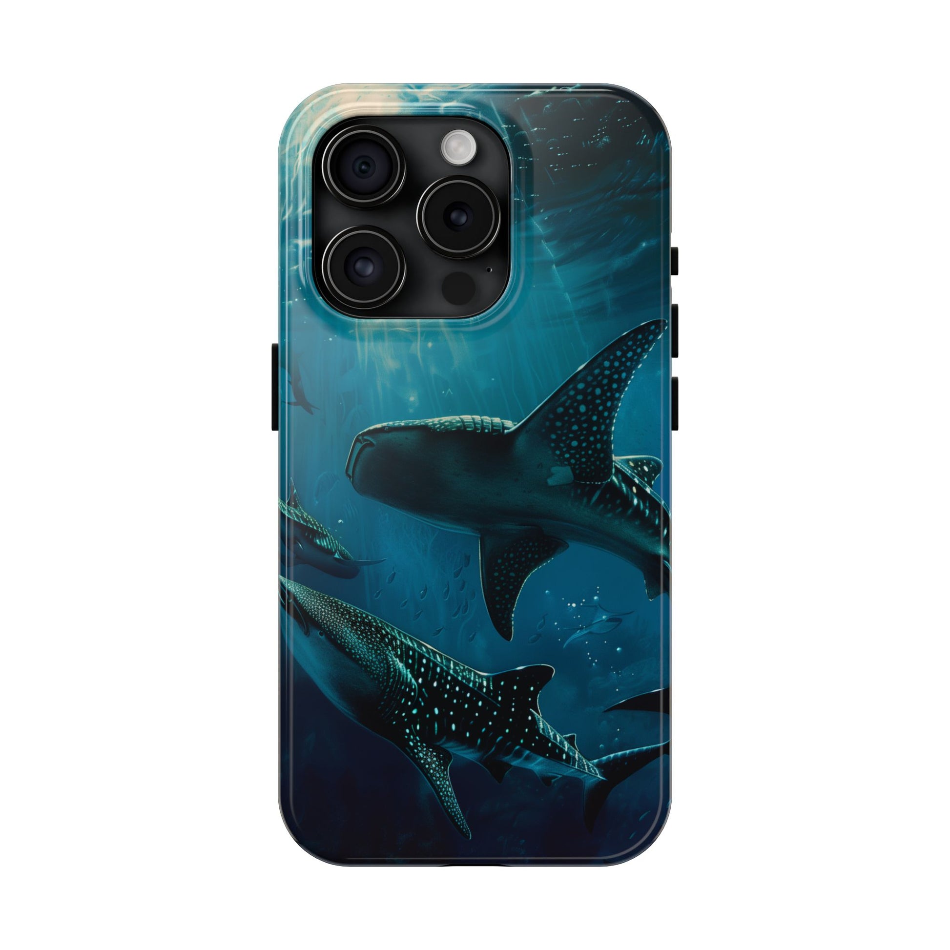 Tranquil Trio: Three Whale Sharks Tough Phone Case