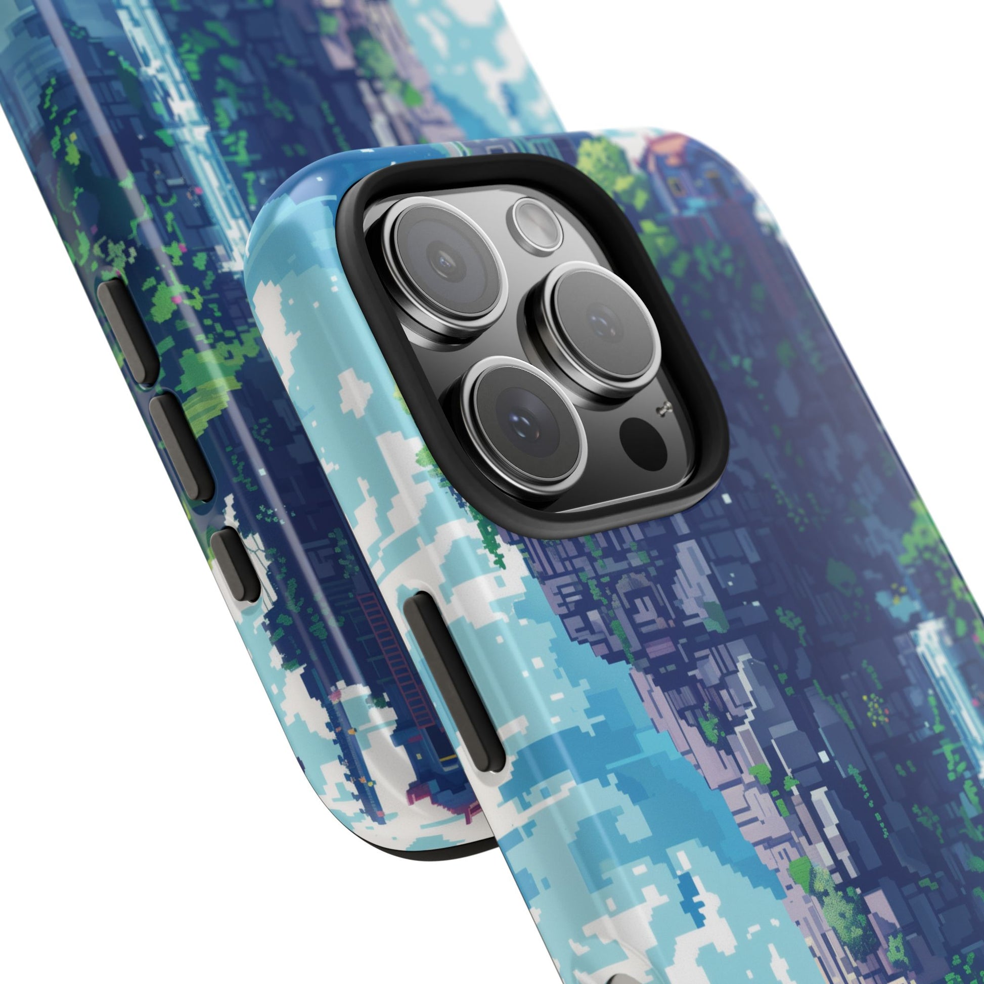 Pixel Art Video Game Landscapes Phone Case, Retro Gaming Pixelated Design, Geeky Gamer Phone Cover, Unique Video Game Art Accessories