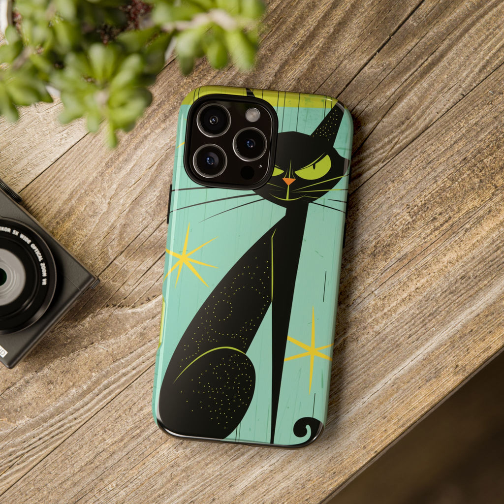Mid-Century Modern Phone Case, Mid Mod Android Case, Atomic Cats Android Case, Retro Chic Smartphone Cover, Unique Artistic Phone Accessory