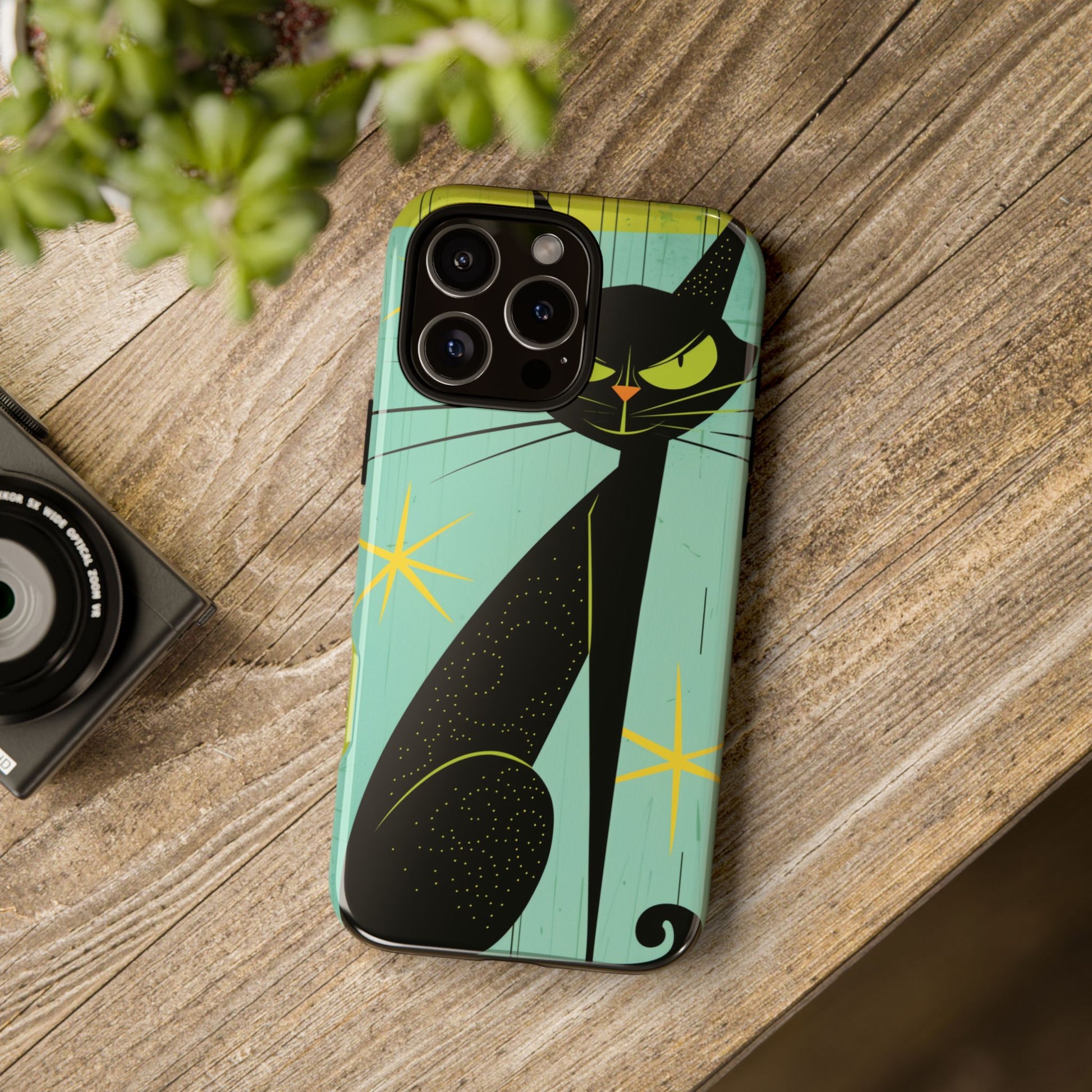 Mid-Century Modern Phone Case, Mid Mod Android Case, Atomic Cats Android Case, Retro Chic Smartphone Cover, Unique Artistic Phone Accessory