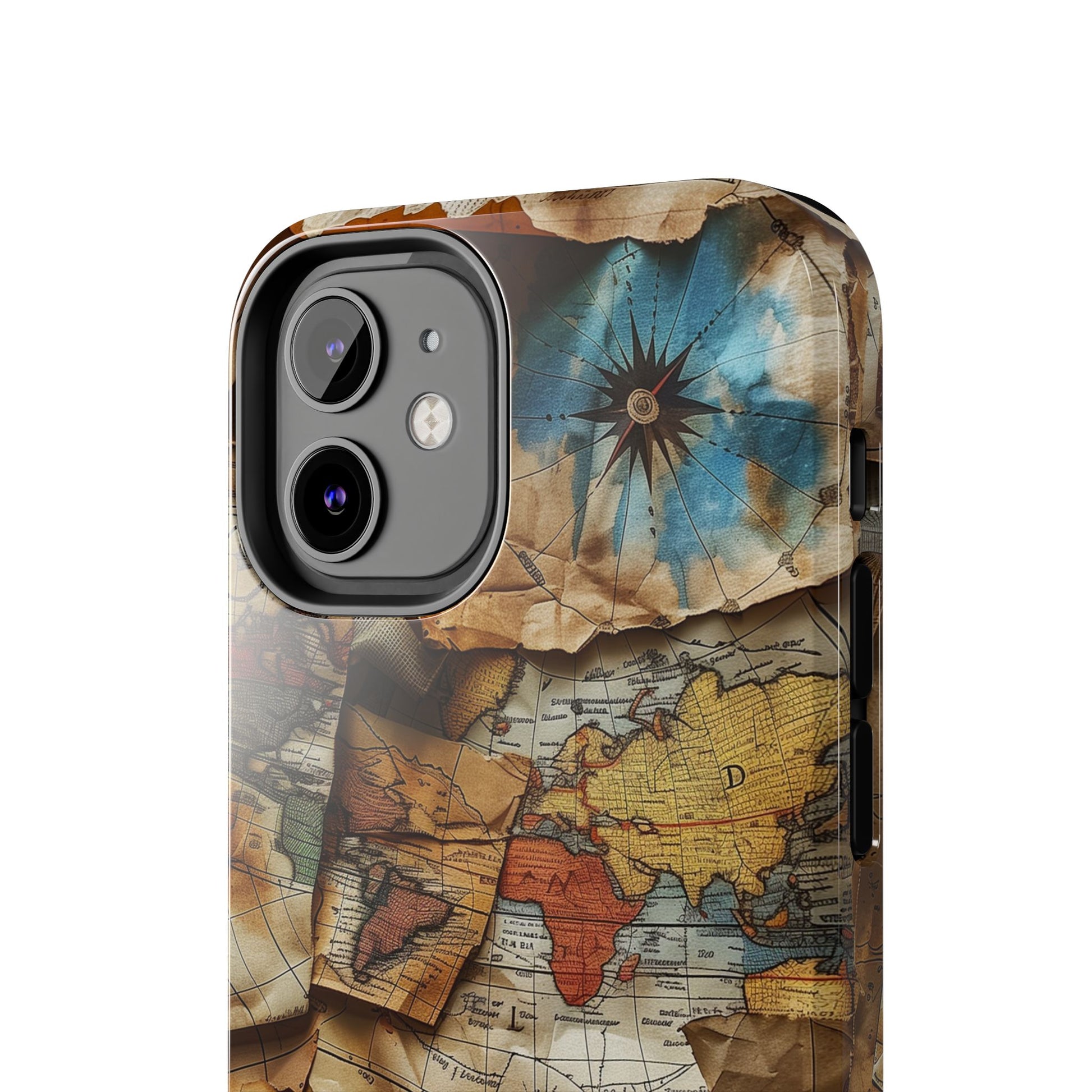 Double Layer Map Phone Case - Protective Phone Case Vintage Map Design - Durable Dual Layer Case with Map Print - Travel Inspired Phone Case