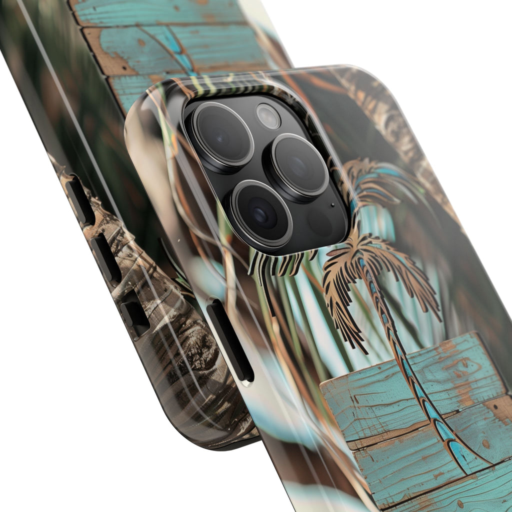 Durable Phone Case with Palm Tree Charm