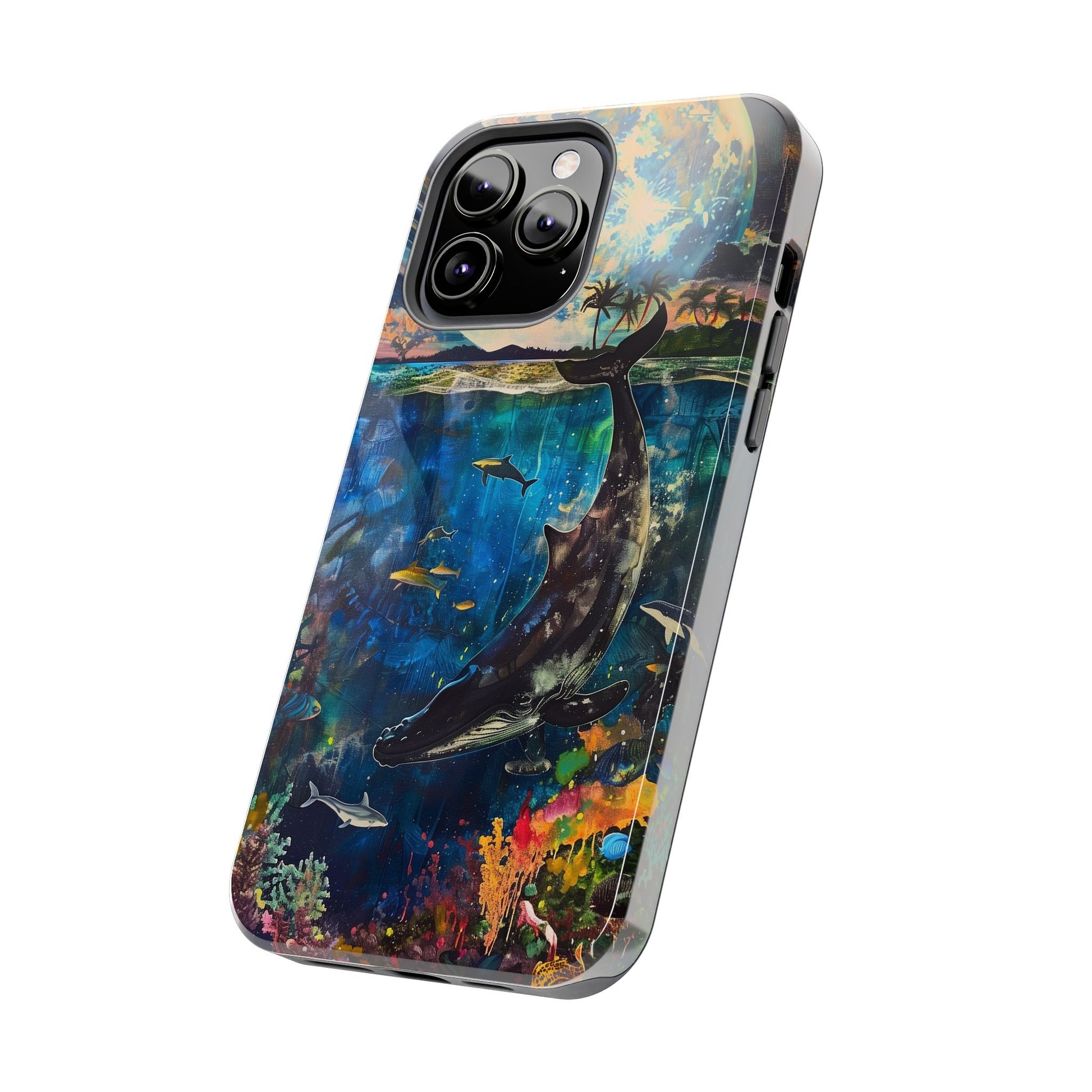 Abstract Moonlit Whale Underwater Phone Case - Durable and Stunning Protective Cover