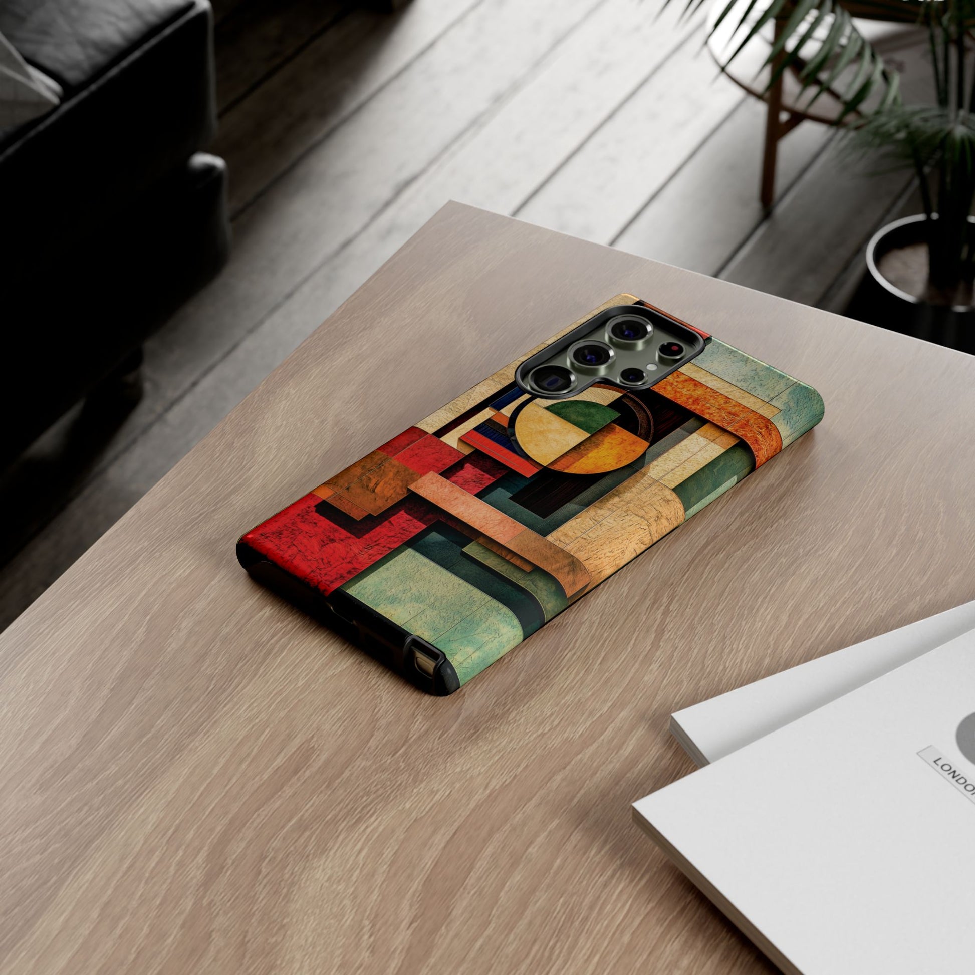 Tan Prairie Style Frank Lloyd Wright Usonian Phone Case Geometric Stained Glass Art Deco Marble Gold 13 14 15 16 iPhone Pro Max Galaxy Pixel