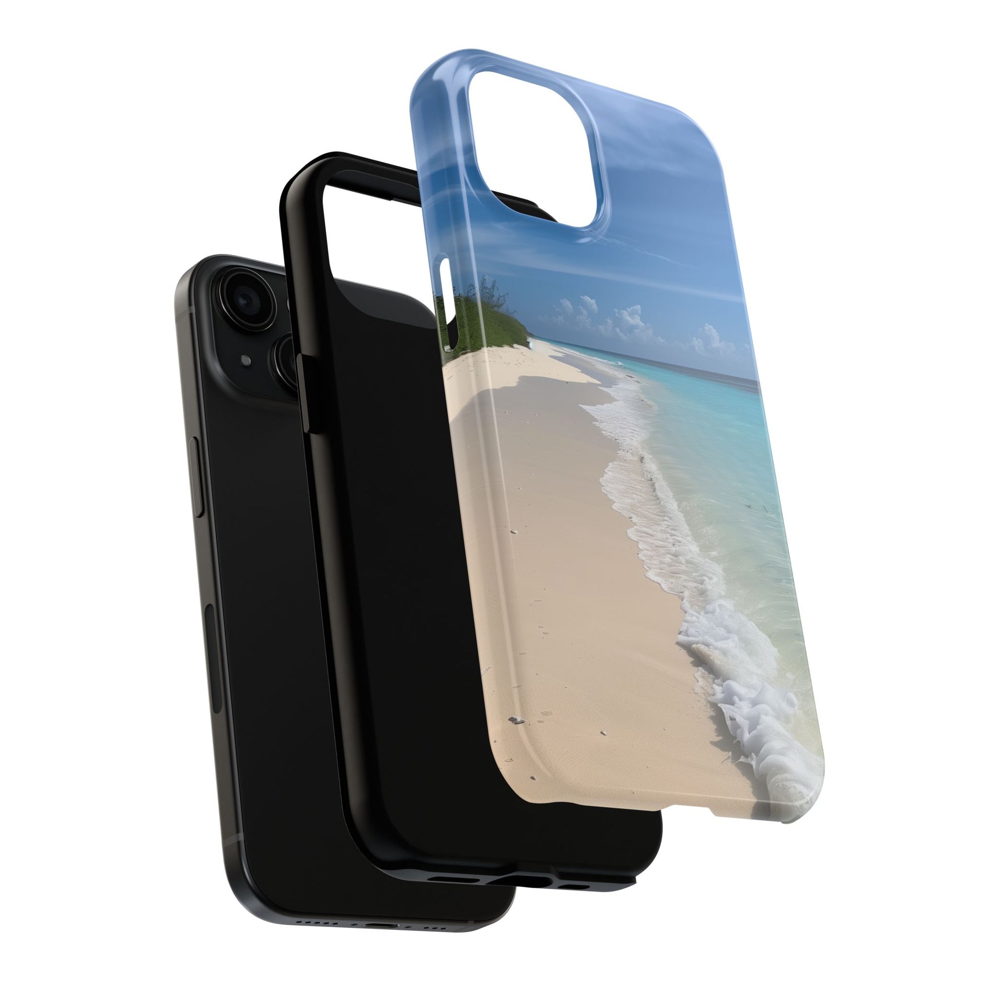 Ocean Beach Scene Phone Case White Sand Turquoise Water iPhone 13 14 15 16 Pro Max Plus Samsung Galaxy S23 Sunset Sunshine Oceanfront Cruise