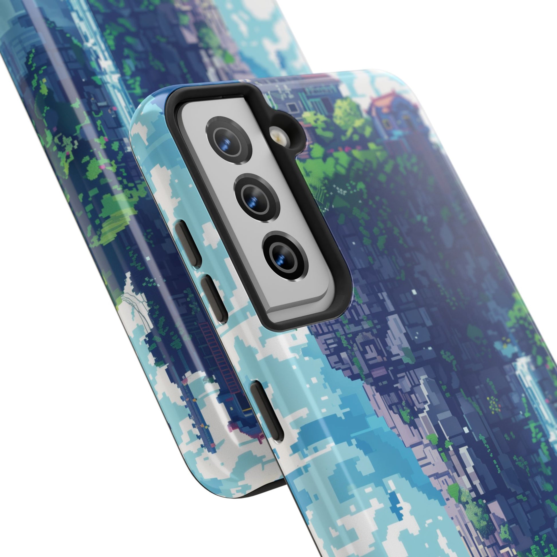 Pixel Art Video Game Landscapes Phone Case, Retro Gaming Pixelated Design, Geeky Gamer Phone Cover, Unique Video Game Art Accessories