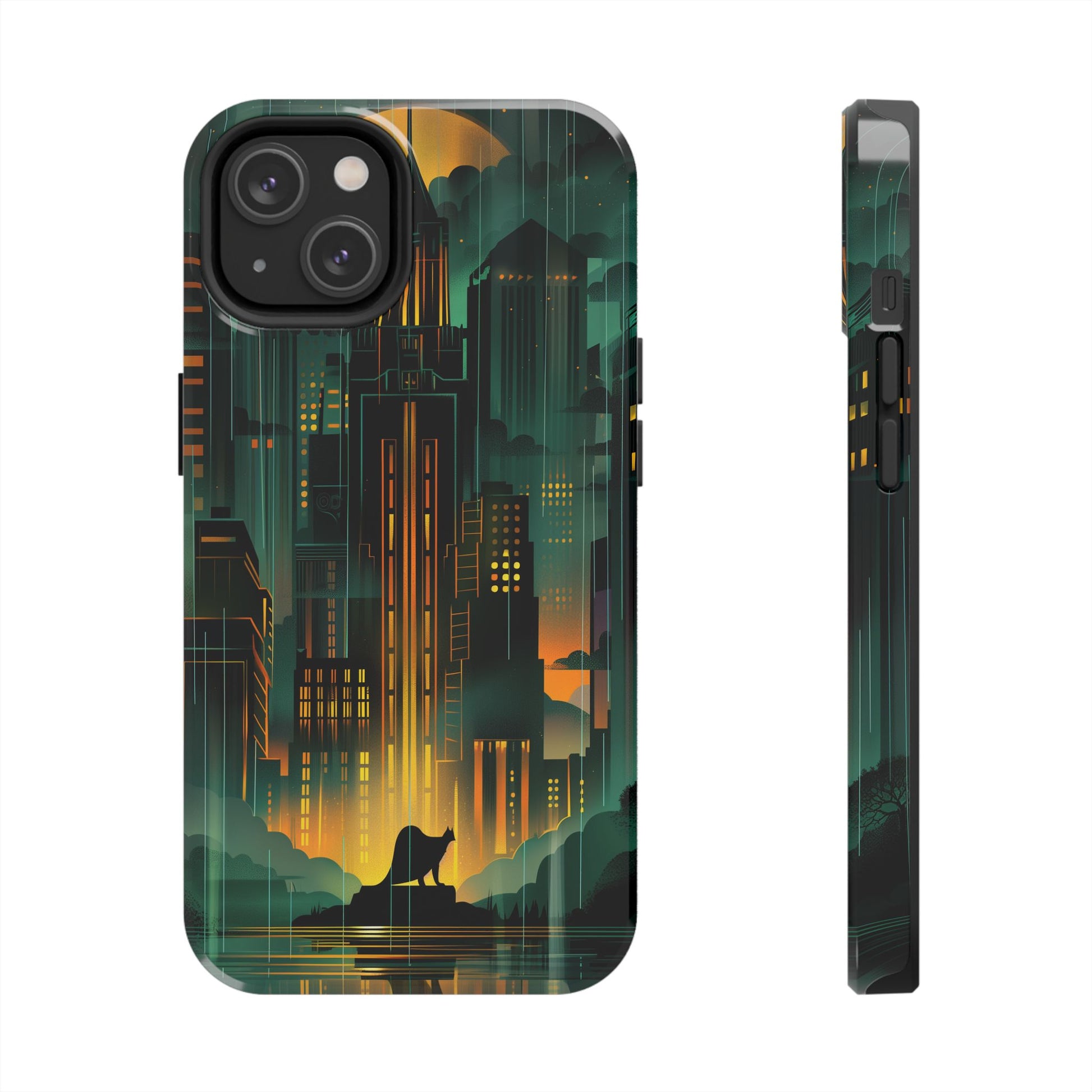 Nighttime Batman Phone Case - Gotham Art Deco Style - Noir Inspired Phone Cover - Dark Knight Accessory