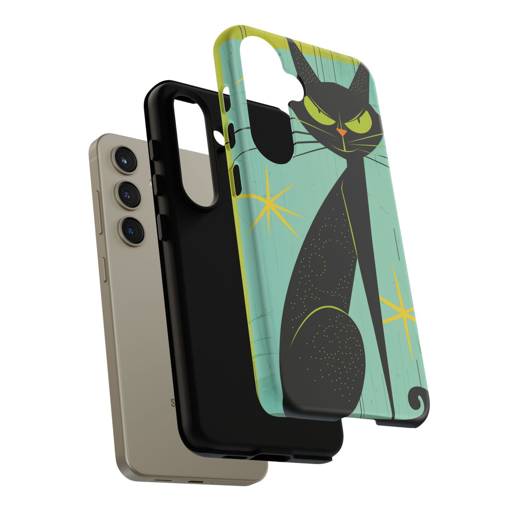 Mid-Century Modern Phone Case, Mid Mod Android Case, Atomic Cats Android Case, Retro Chic Smartphone Cover, Unique Artistic Phone Accessory