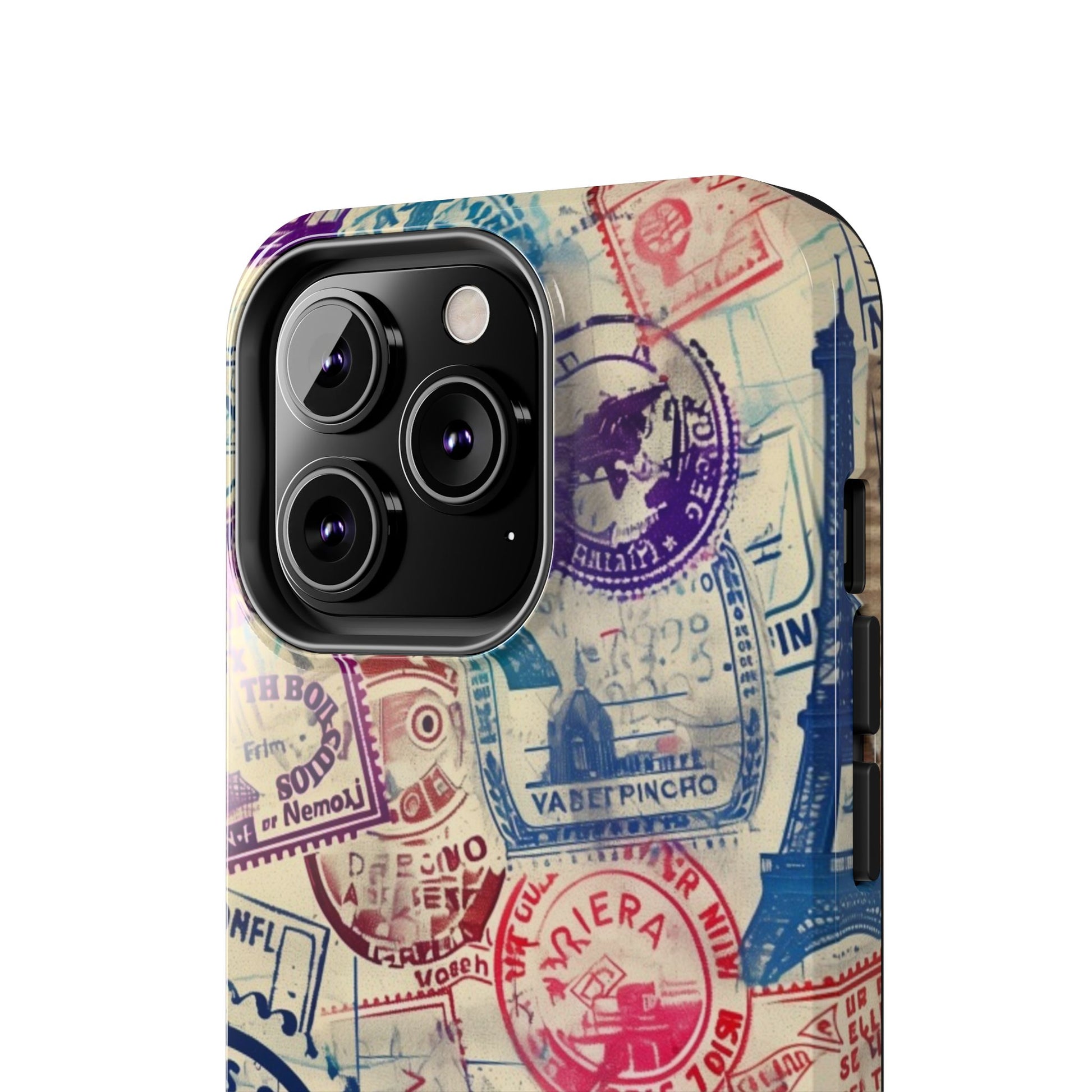 Travel Stamps Tough Phone Case - Durable Vintage Travel Stamps Design - Adventure Inspired Phone Case - Protective Case with travel stamps