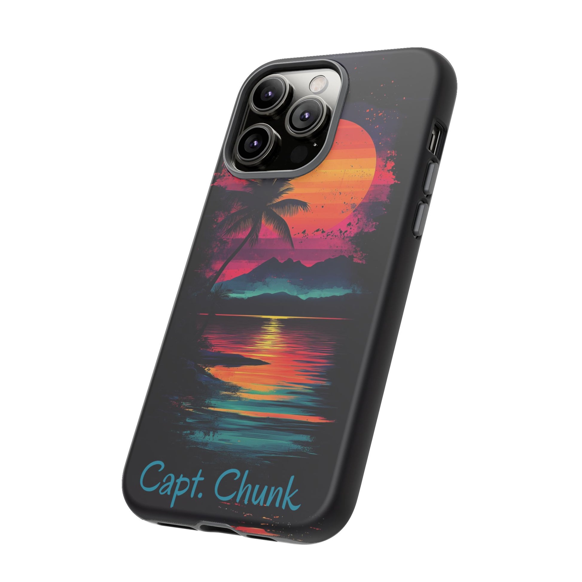 Custom Personalized Retro Palm Tree Sunset Phone Case iPhone 14 15 16 Pro Max Galaxy S24 Google Pixel Mountain Beach Fantasy Surfing Neon