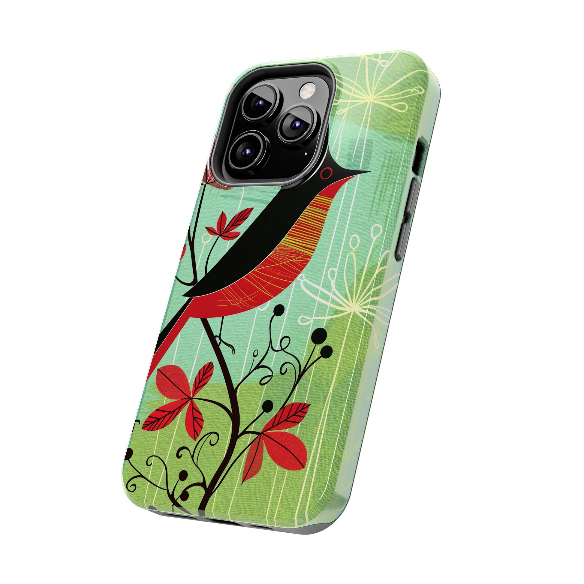 Mid Century Modern Animal Phone Case, Atomic Birds, Bird Iphone Case,Earth Tone Colors, Retro Style Smartphone Cover, iphone 14 Case, Apple