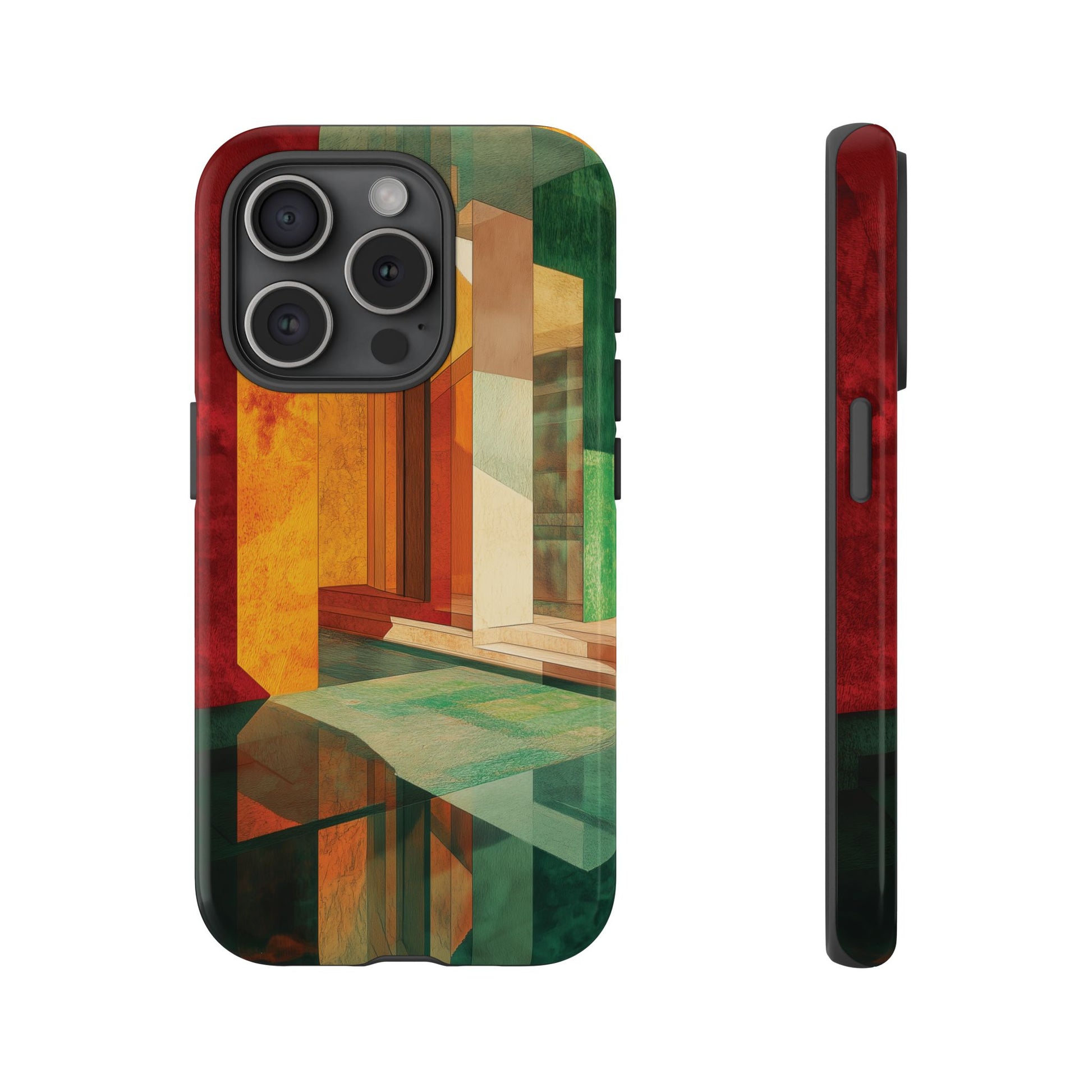 Art Deco Frank Lloyd Wright Inspired Usonian Phone Case Geometric Stained Glass Art Deco Marble Gold 13 14 15 16 iPhone Pro Max Galaxy Pixel
