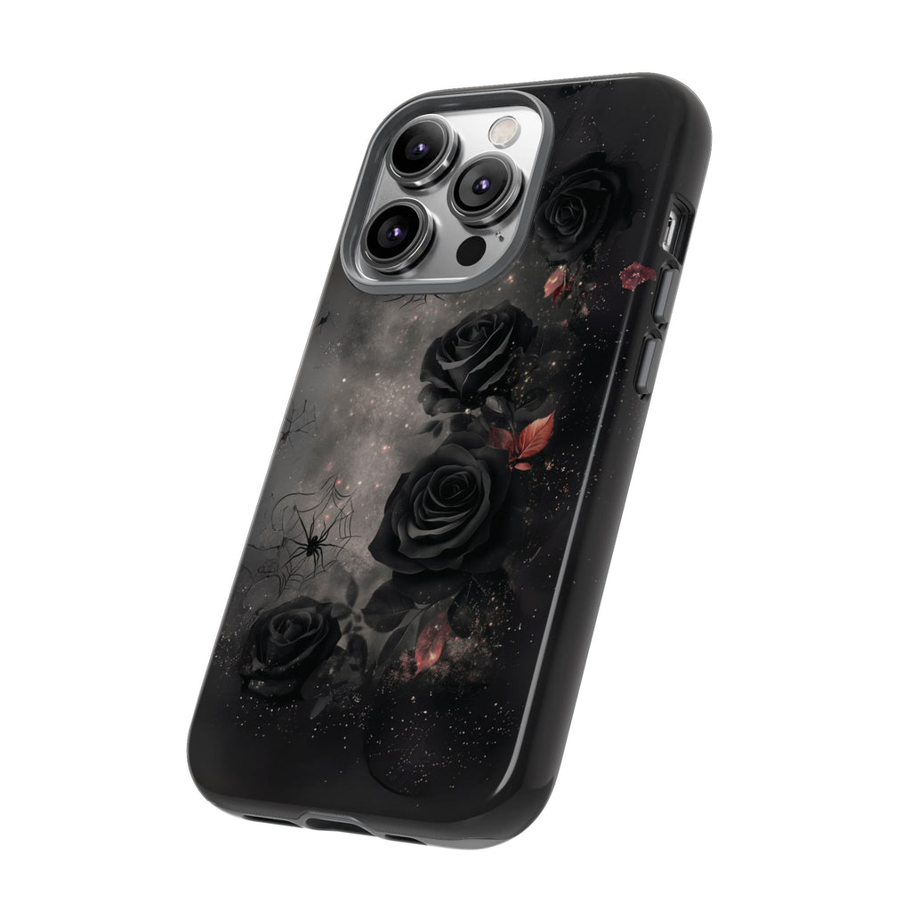 Gothic Floral Phone Case Dark Academia Black Roses Spider Webs Space Witchcraft Night Sky iPhone 13 14 15 16 Pro Max Galaxy Pixel