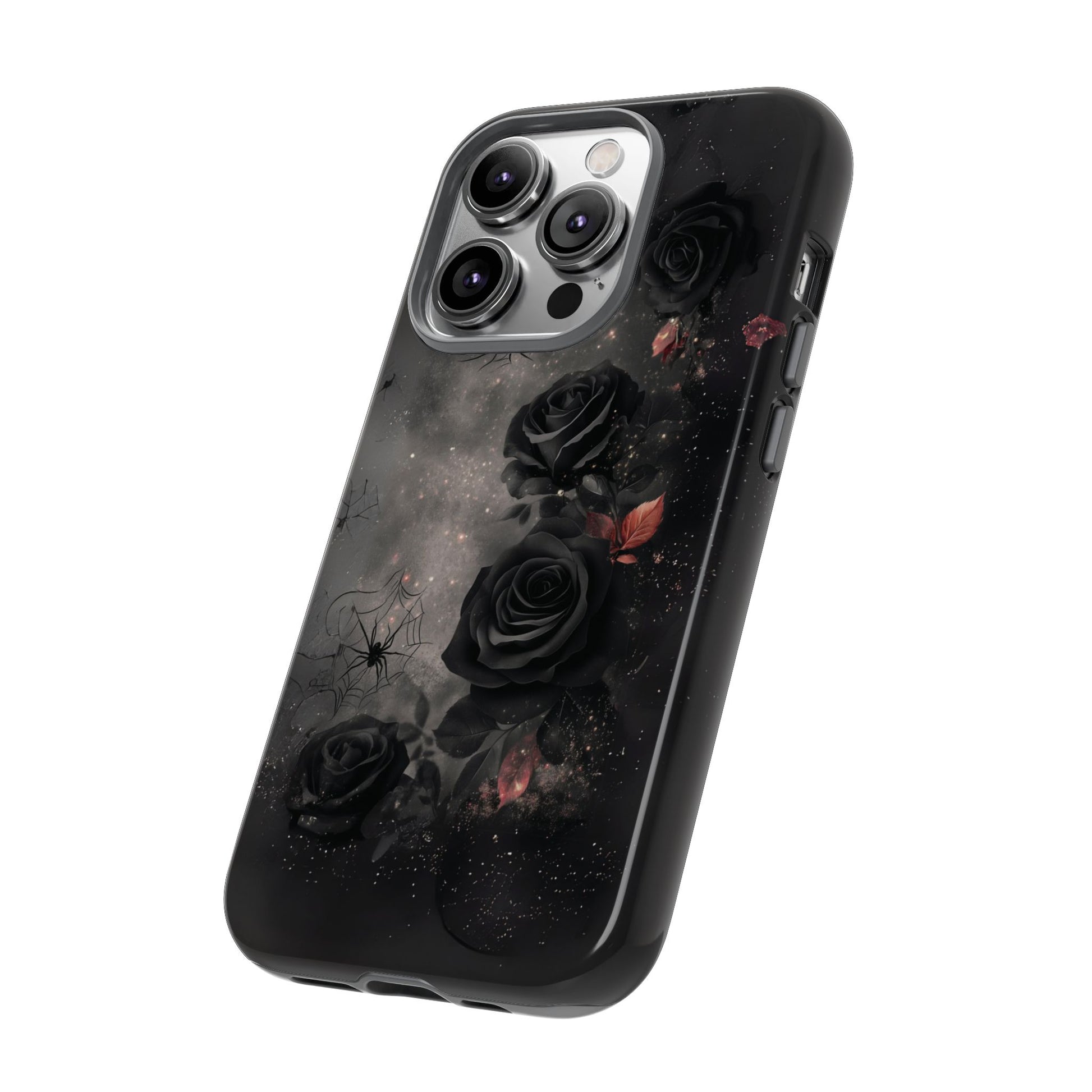Gothic Floral Phone Case Dark Academia Black Roses Spider Webs Space Witchcraft Night Sky iPhone 13 14 15 16 Pro Max Galaxy Pixel
