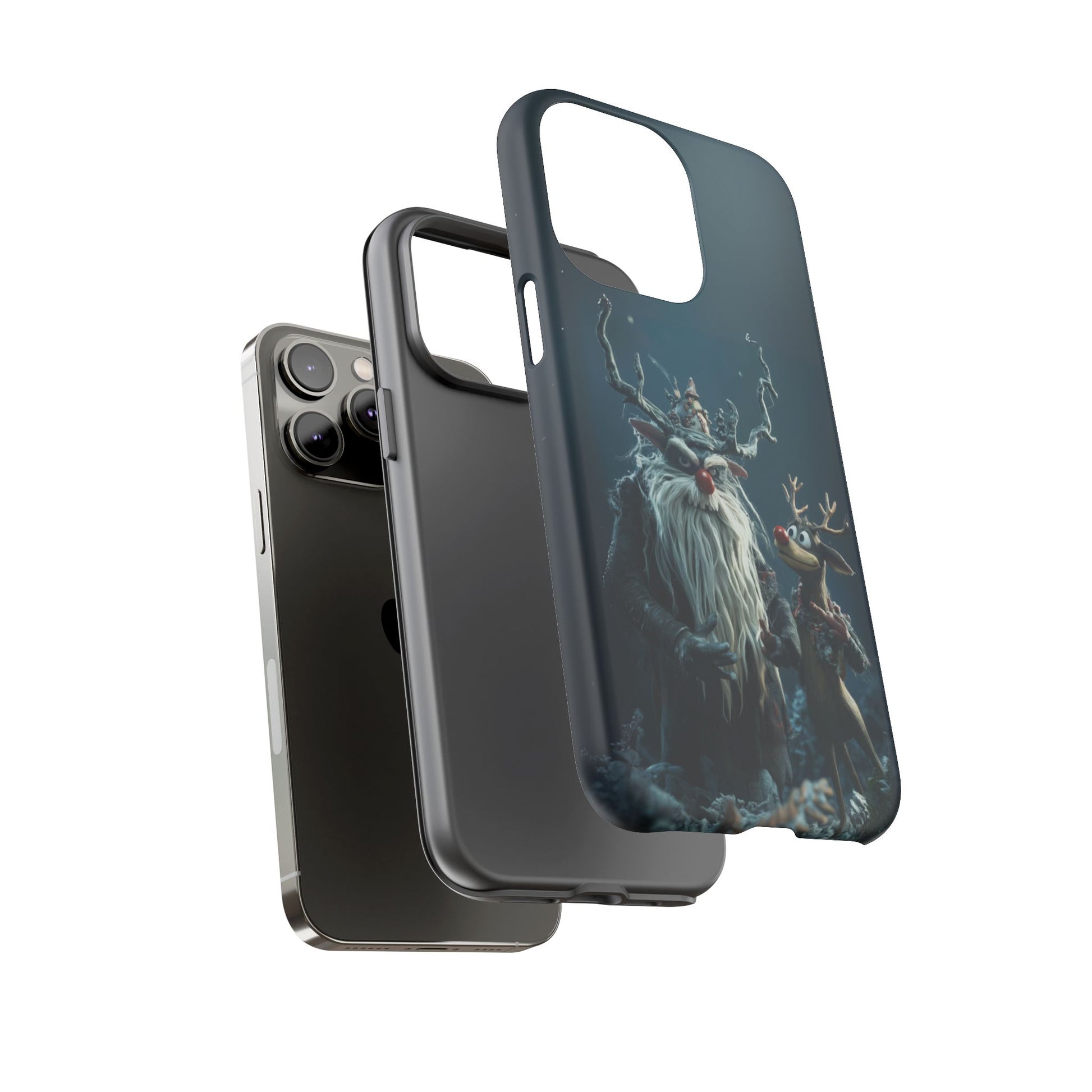 Christmas Rudolph Red Nose Reindeer Krampus Rankin Bass 3D Phone Case Festive Snowflakes iPhone 13 14 15 16 Pro Max Galaxy Pixel