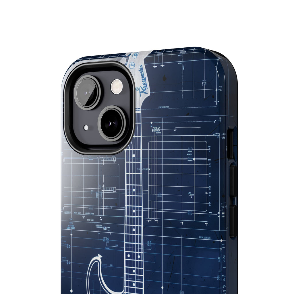 Guitar Phone Case, Guitar Blueprint iPhone Cover, Vintage Guitar Design, Custom iPhone Covers, Rock Music Phone Accessories, Musician Gift