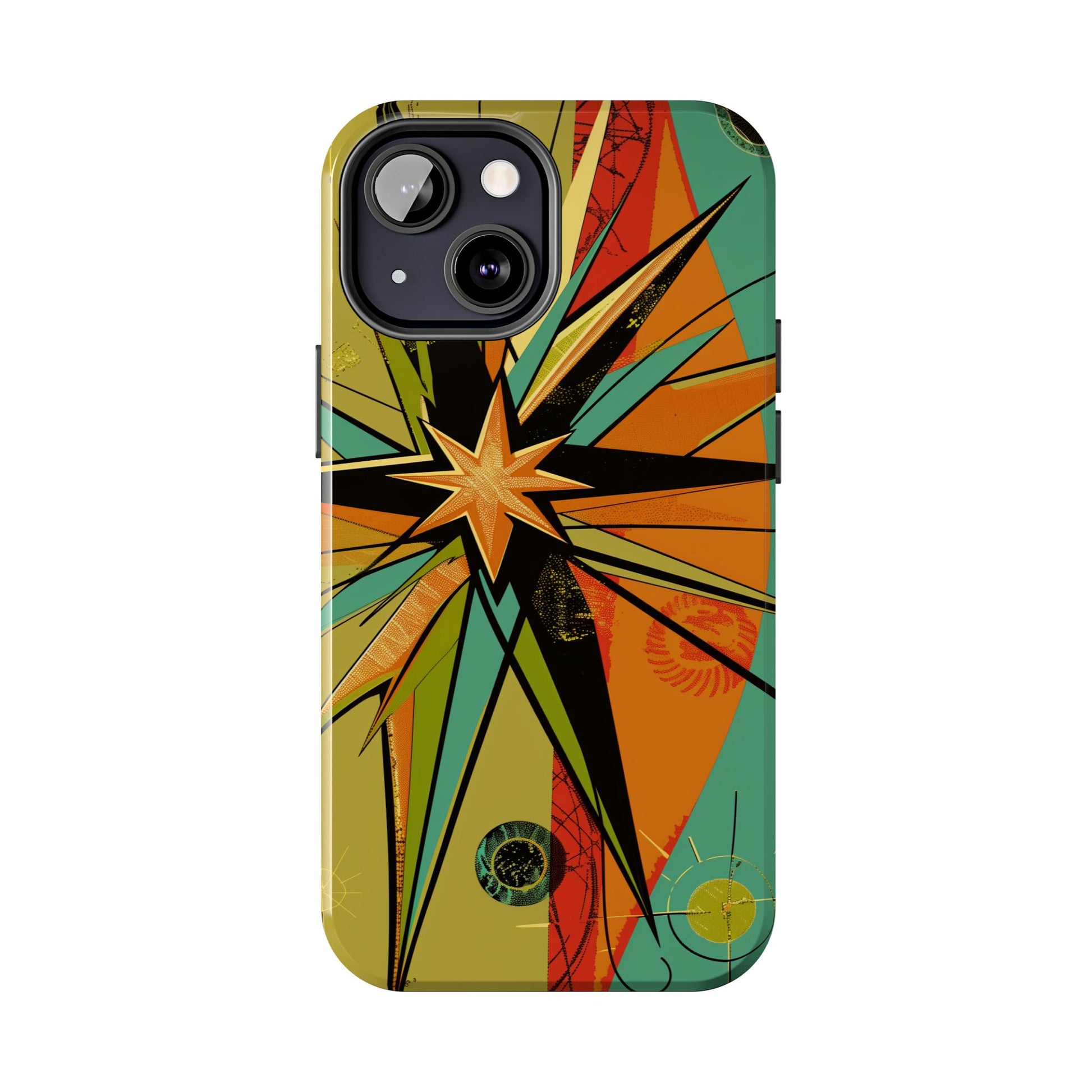 Mid Century Modern Star Design Phone Case, Earth Tone Colors, Retro Style Smartphone Cover, Vintage Phone Case, iPhone 14 Case, Apple iPhone