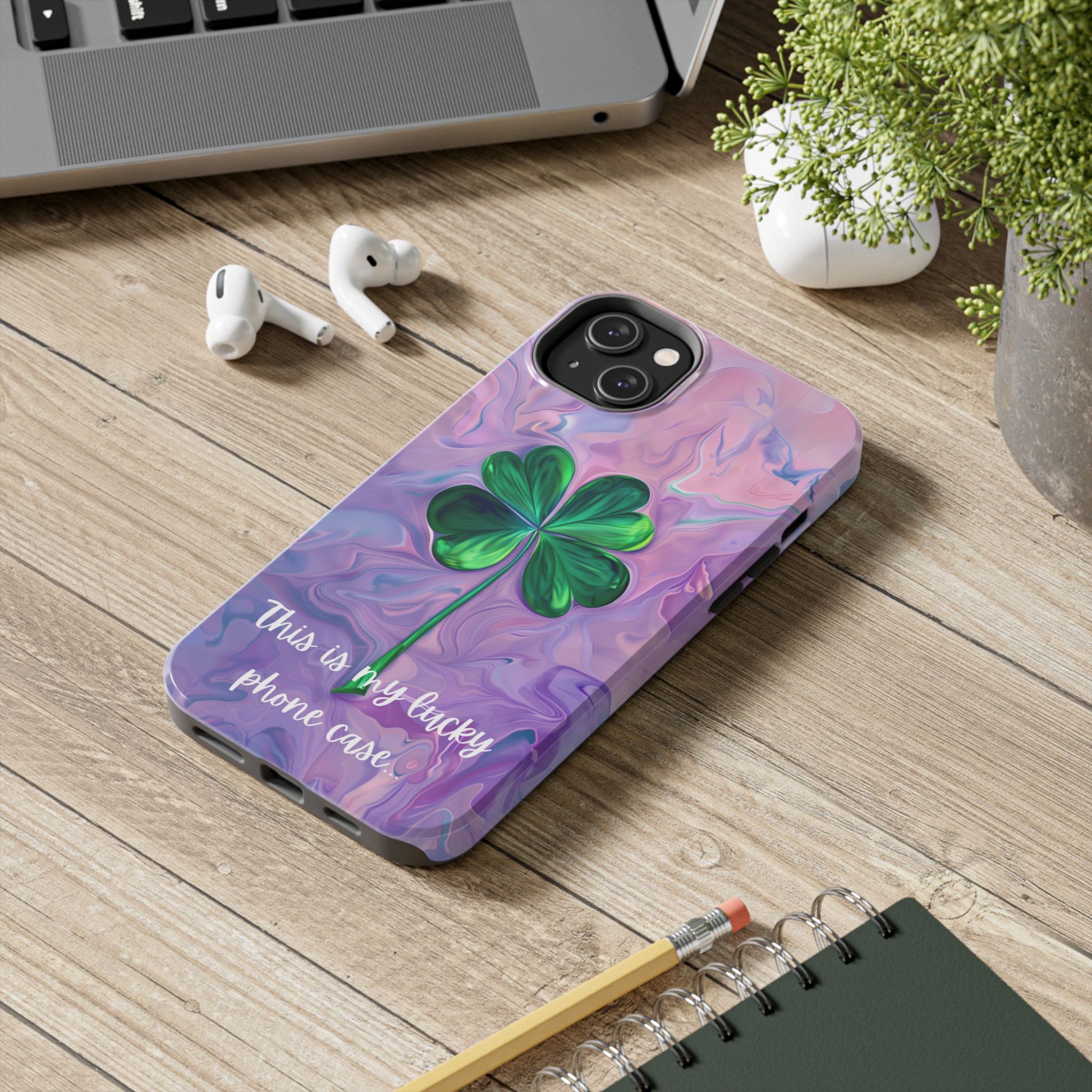 St Patrick's Day Lucky Phone Case Four Leaf Clover Durable Phone Case Good Luck Charm Protective iPhone 13 14 15 16 Pro Max Plus Galaxy