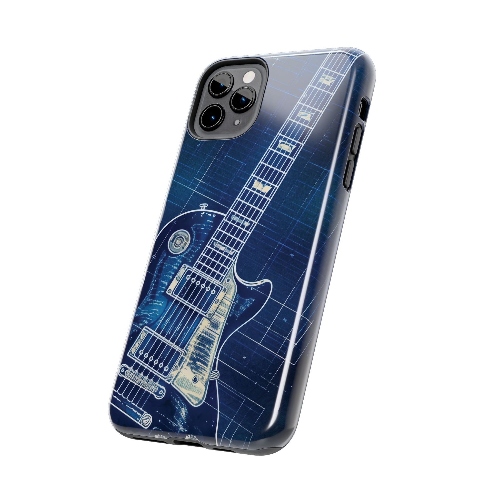 Guitar Phone Case, Guitar Blueprint iPhone Cover, Vintage Guitar Design, Custom iPhone Covers, Rock Music Phone Accessories, Musician Gift