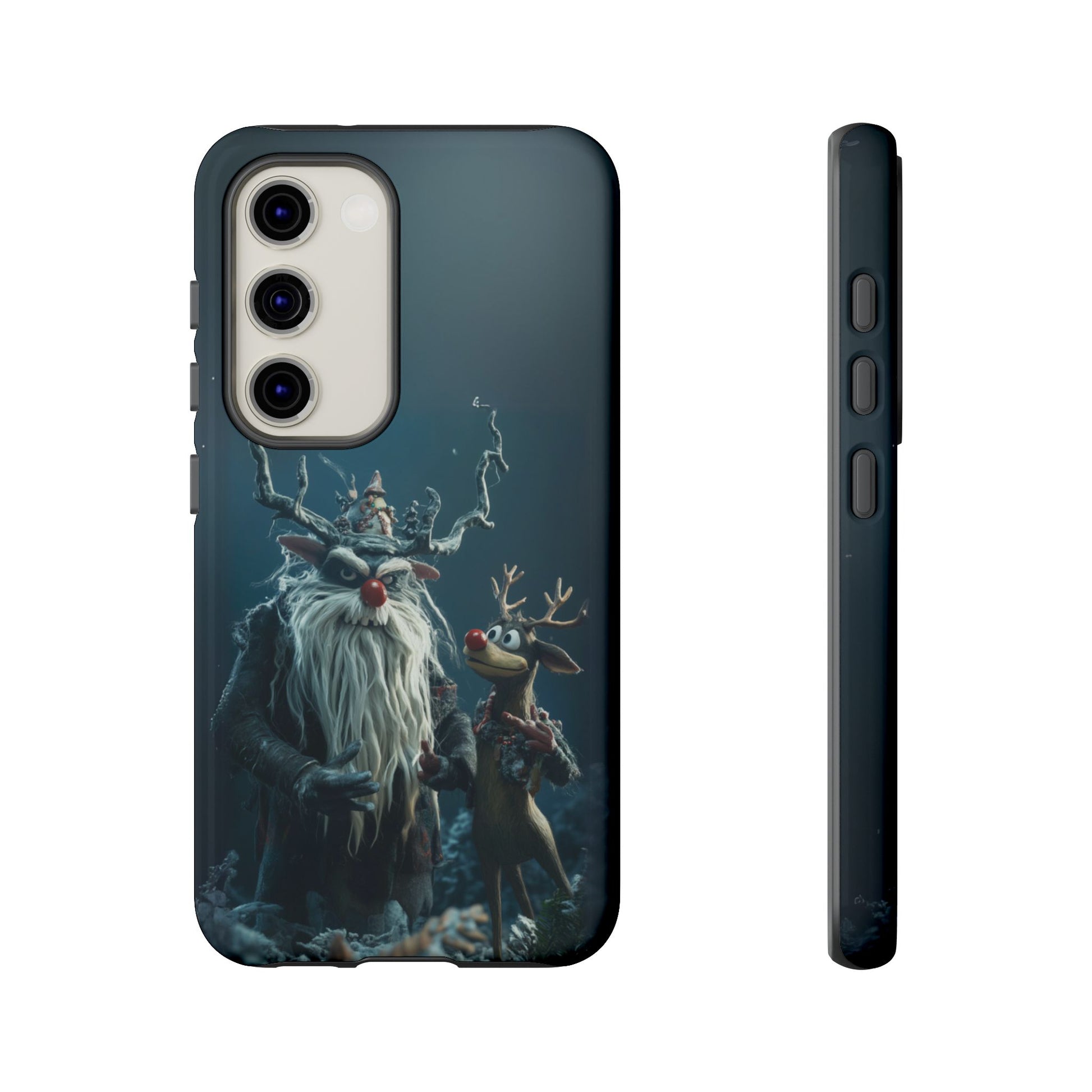 Christmas Rudolph Red Nose Reindeer Krampus Rankin Bass 3D Phone Case Festive Snowflakes iPhone 13 14 15 16 Pro Max Galaxy Pixel