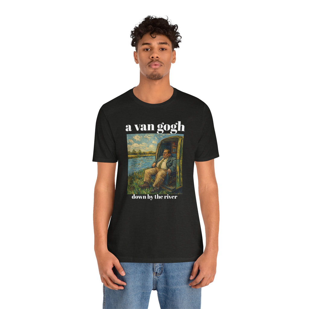 Tshirt Van Gogh Down by the River Van Gogh Style Print Sitting by a River Graphic Tee Tshirt Matte Foley Wall Decor ShirtFine Wall Art