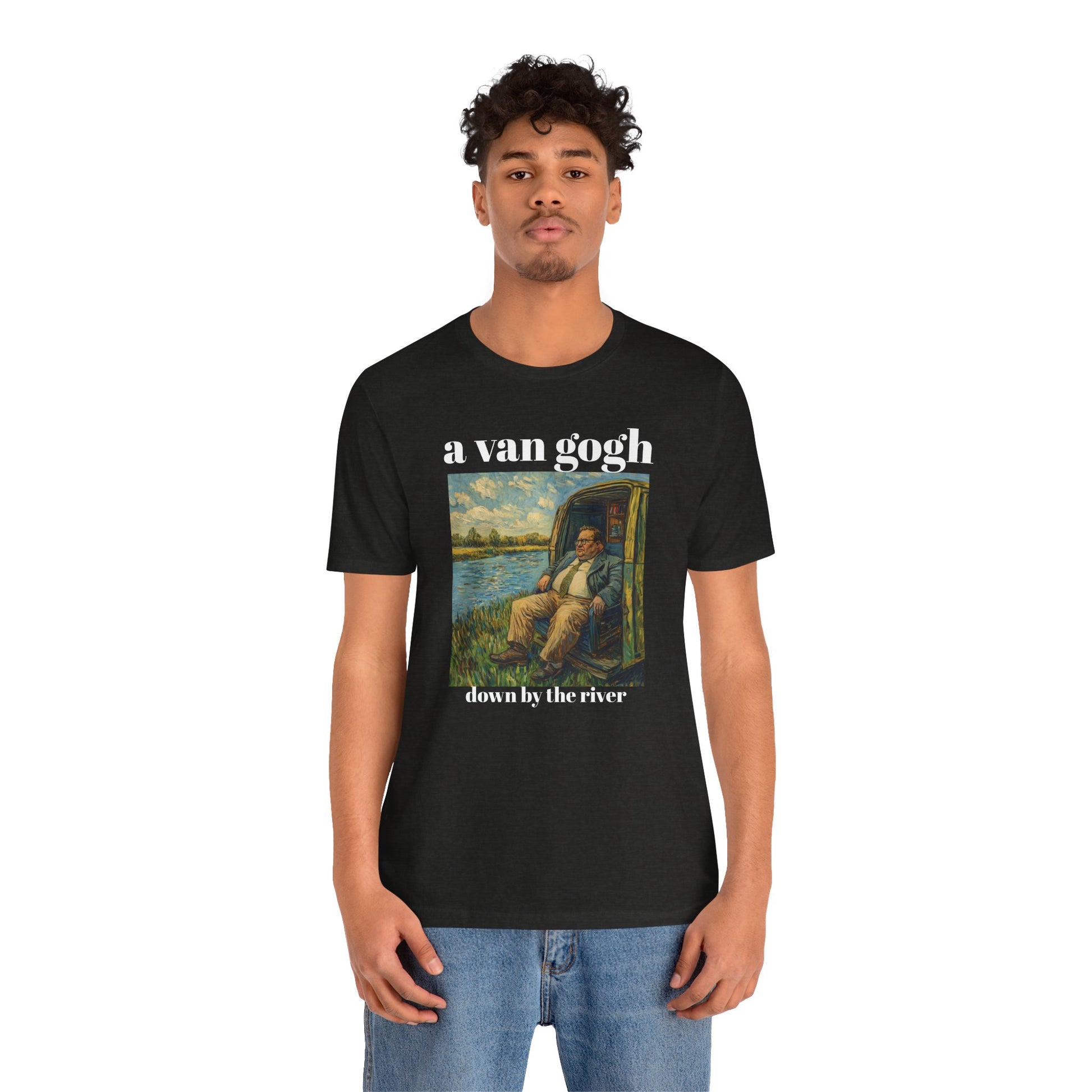 Tshirt Van Gogh Down by the River Van Gogh Style Print Sitting by a River Graphic Tee Tshirt Matte Foley Wall Decor ShirtFine Wall Art