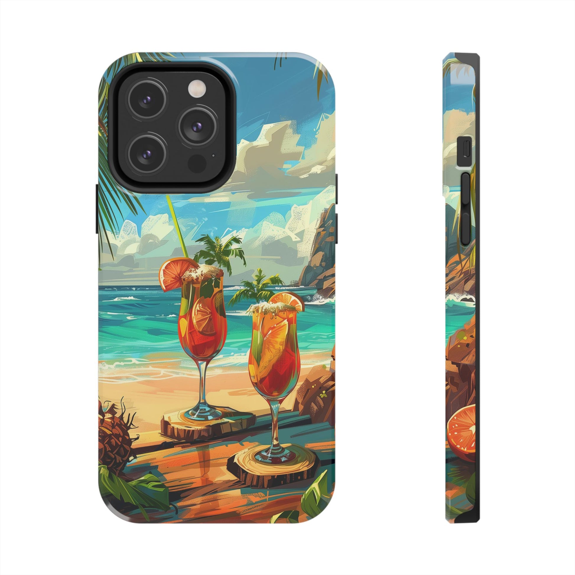Retro Beach Scene Phone Case, Vintage Tropical Ocean iPhone Case, Summer Beach Phone Cover for iPhone, iphone 15 pro max