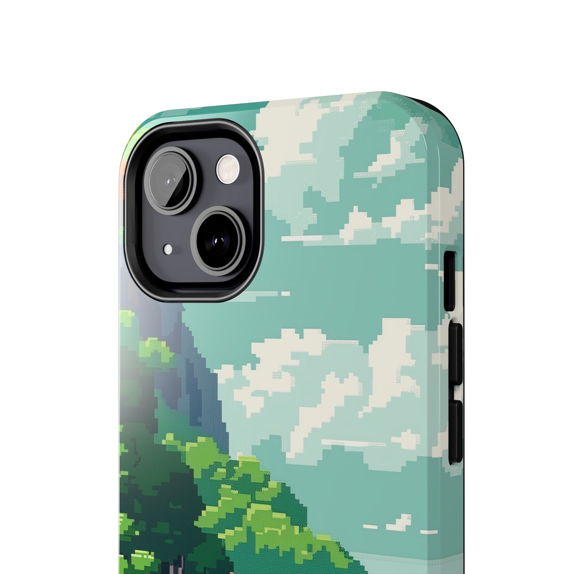 Pixel Art Video Game Landscapes Phone Case, Retro Gaming Pixelated Design, Geeky Gamer Phone Cover, Unique Video Game Art Accessories