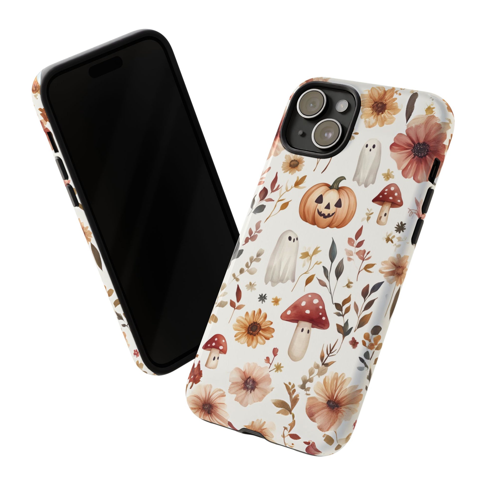 Cottagecore Fall Floral Phone Case for iPhone Samsung Pixel Autumn Pumpkin Tough Case iPhone 16 15 14 13 Pro Max